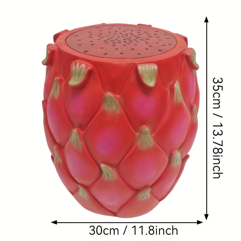 13.4" Dragon Fruit Resin Garden Stool