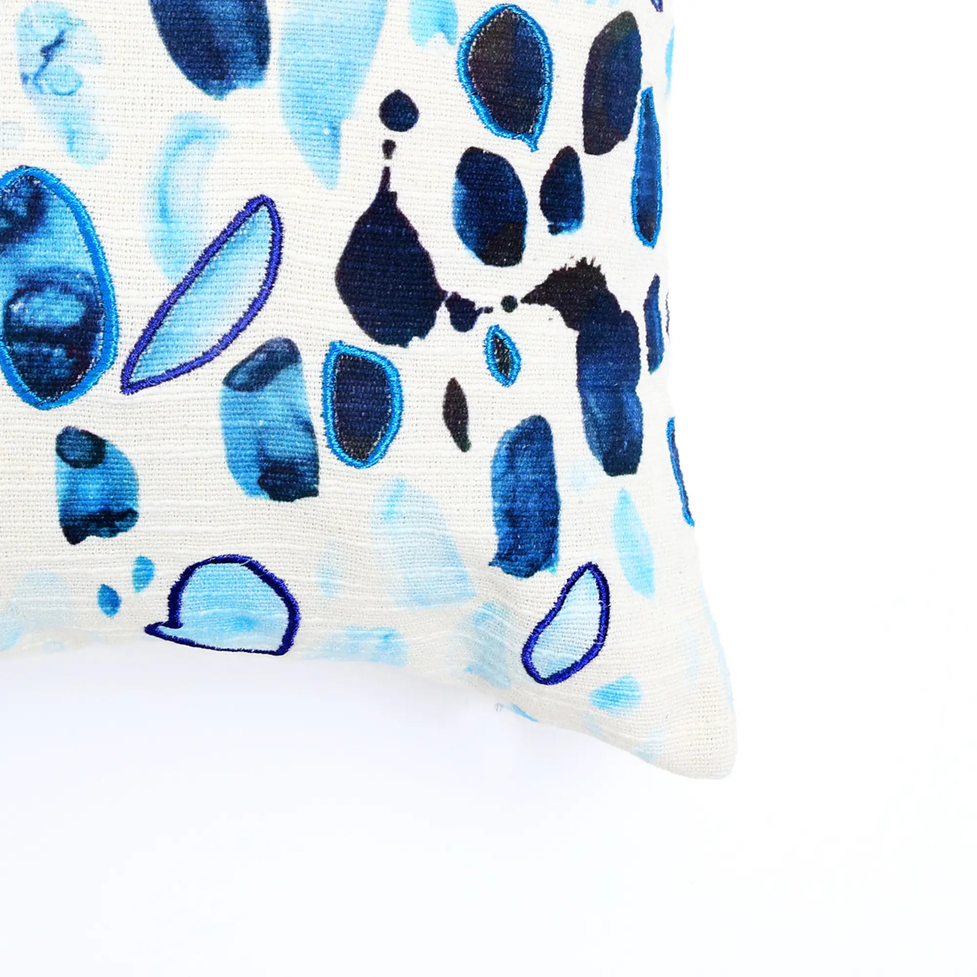 Coastal Droplets Printed & Embroidered Pillow