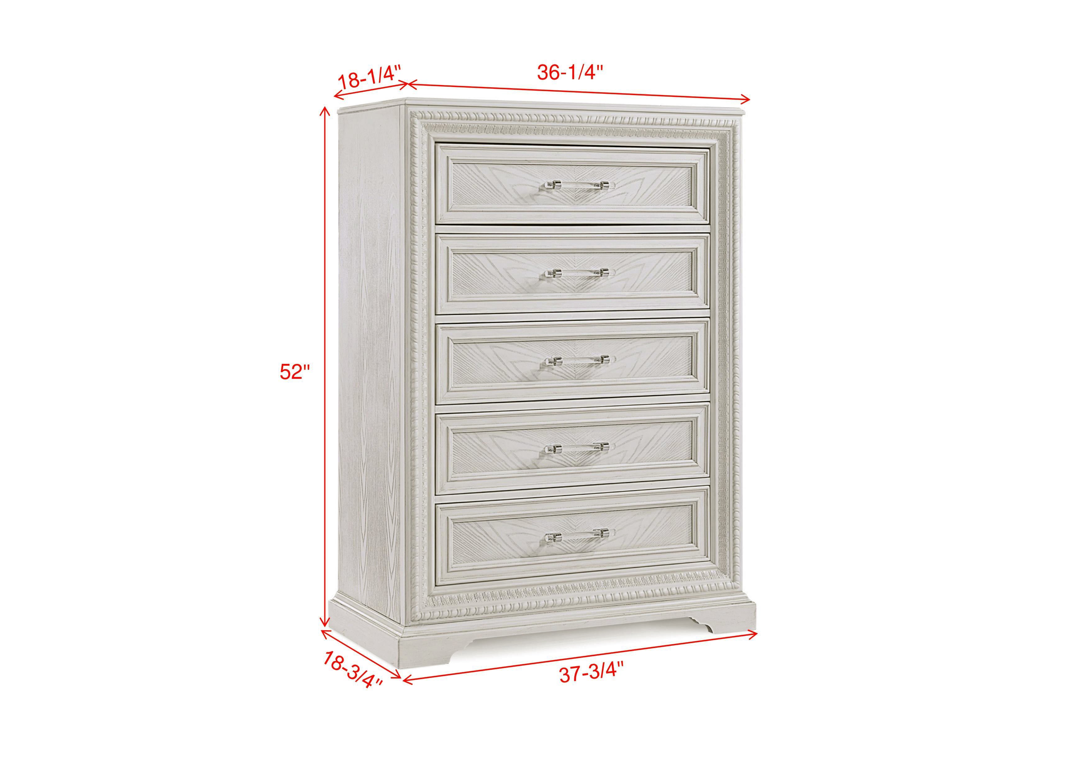 Kelsea Antique White 5-Drawer Tall Storage Chest