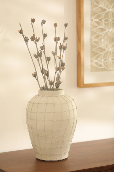 Terracotta Round Bouquet Vase with Wireframe