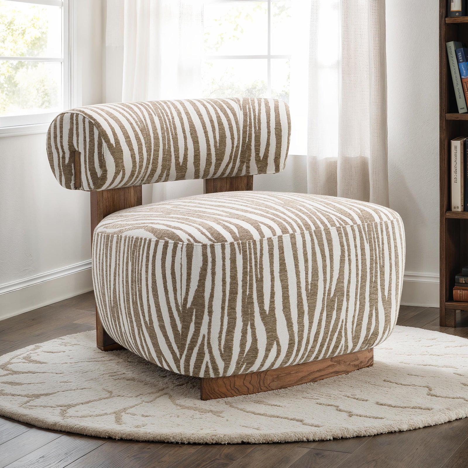 Avril Modern Zebra Stripe Accent Chair