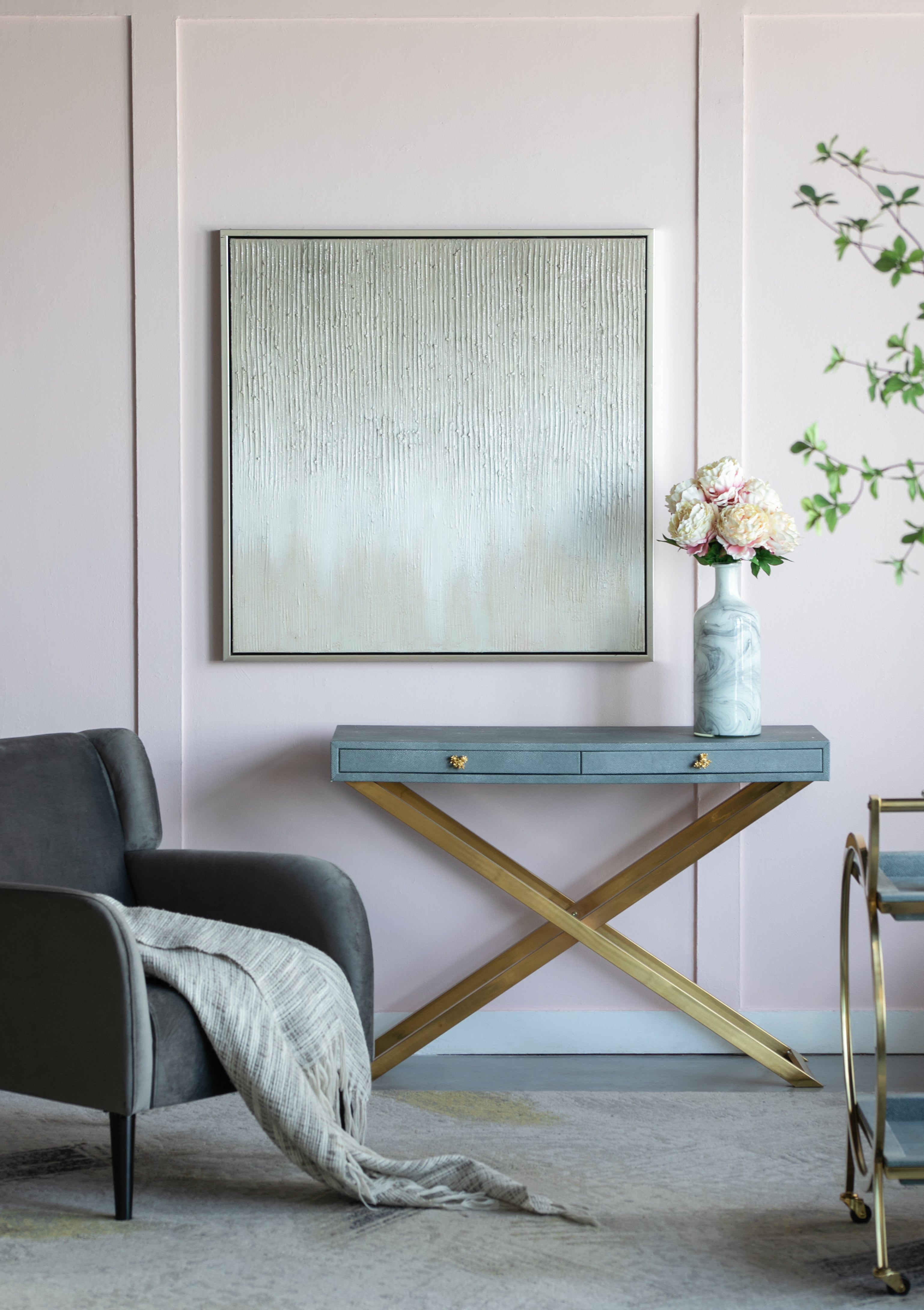 Hand-painted Canvas Wall Art with Square Frame