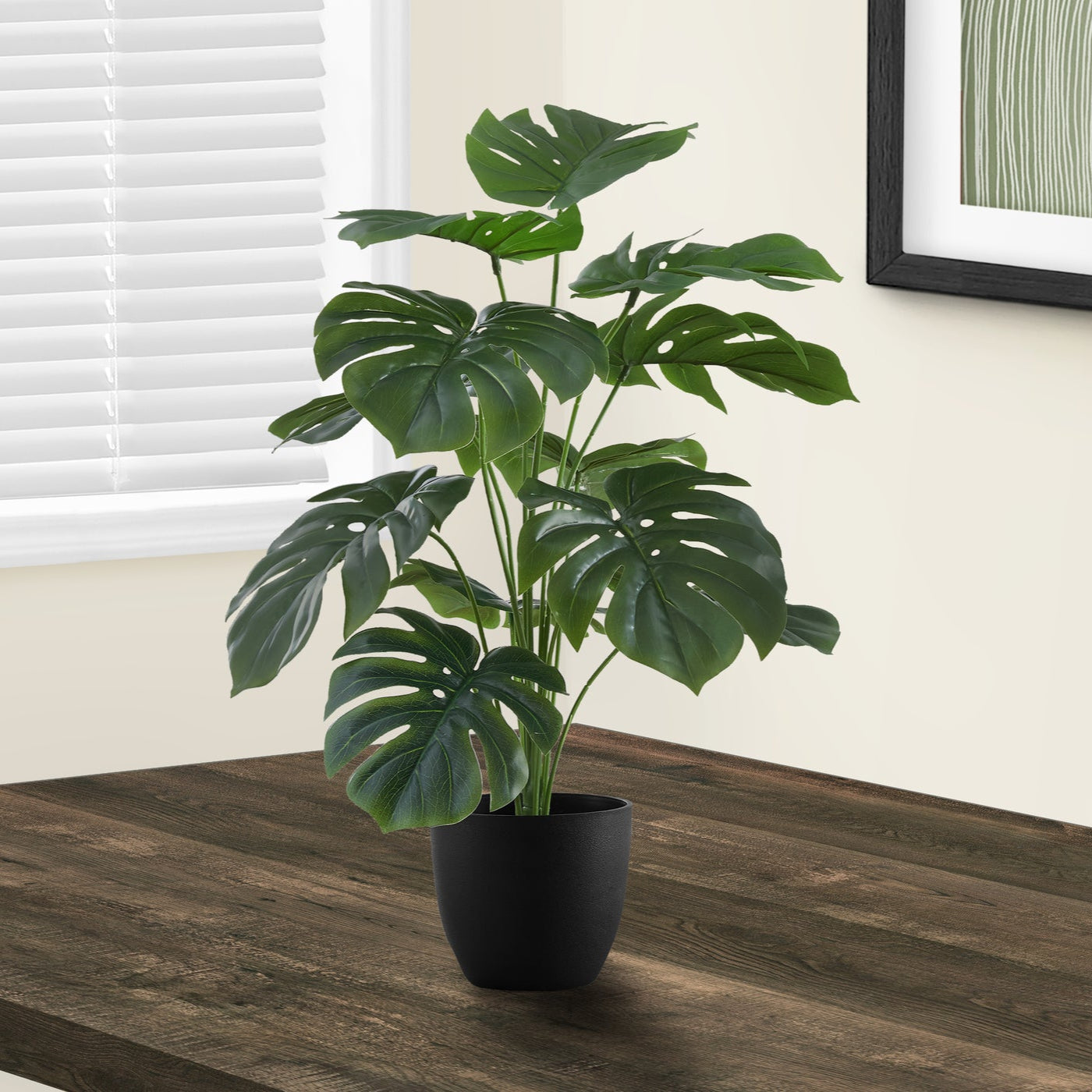 24" Tall Artificial Monstera Plant with Black Pot