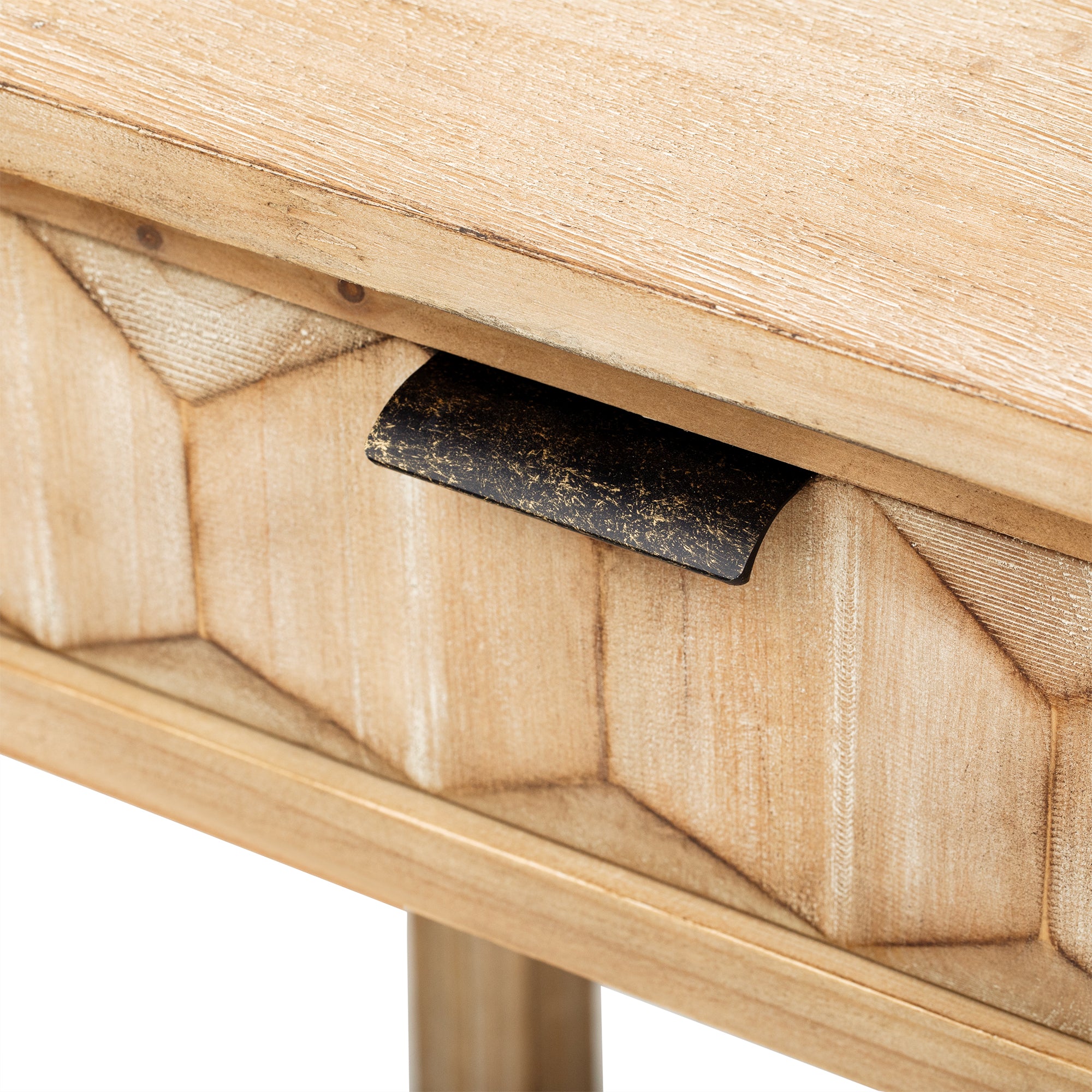Honeycomb Pattern Console Table with 3 Drawers