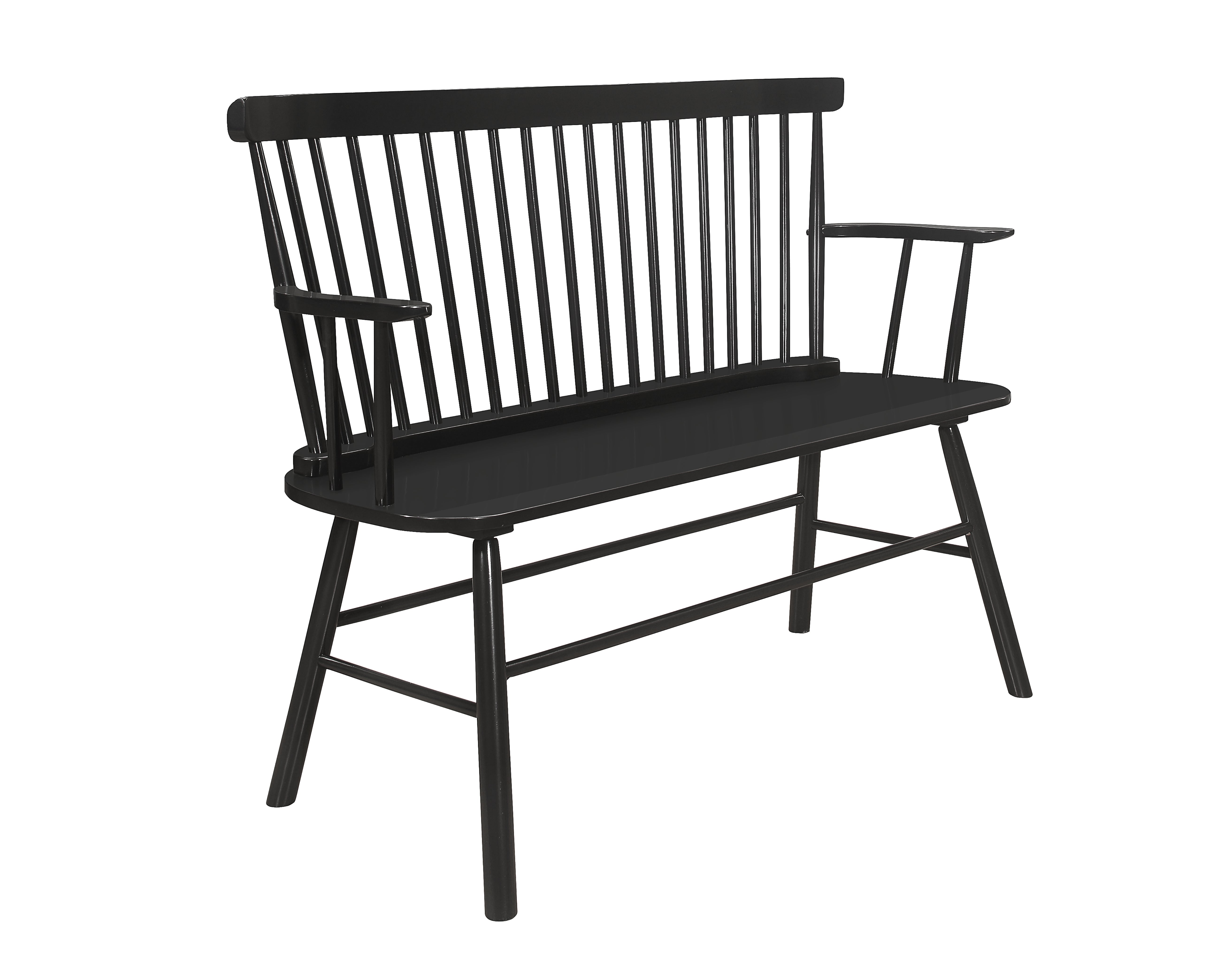 Farmhouse Vintage-Style Wood Spindle Back Bench