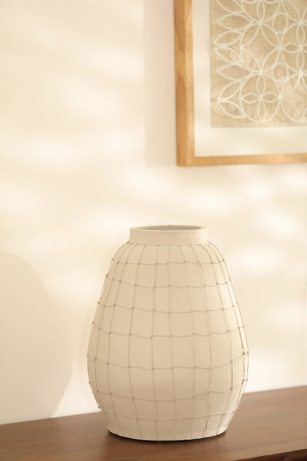 Terracotta Round Bouquet Vase with Wireframe