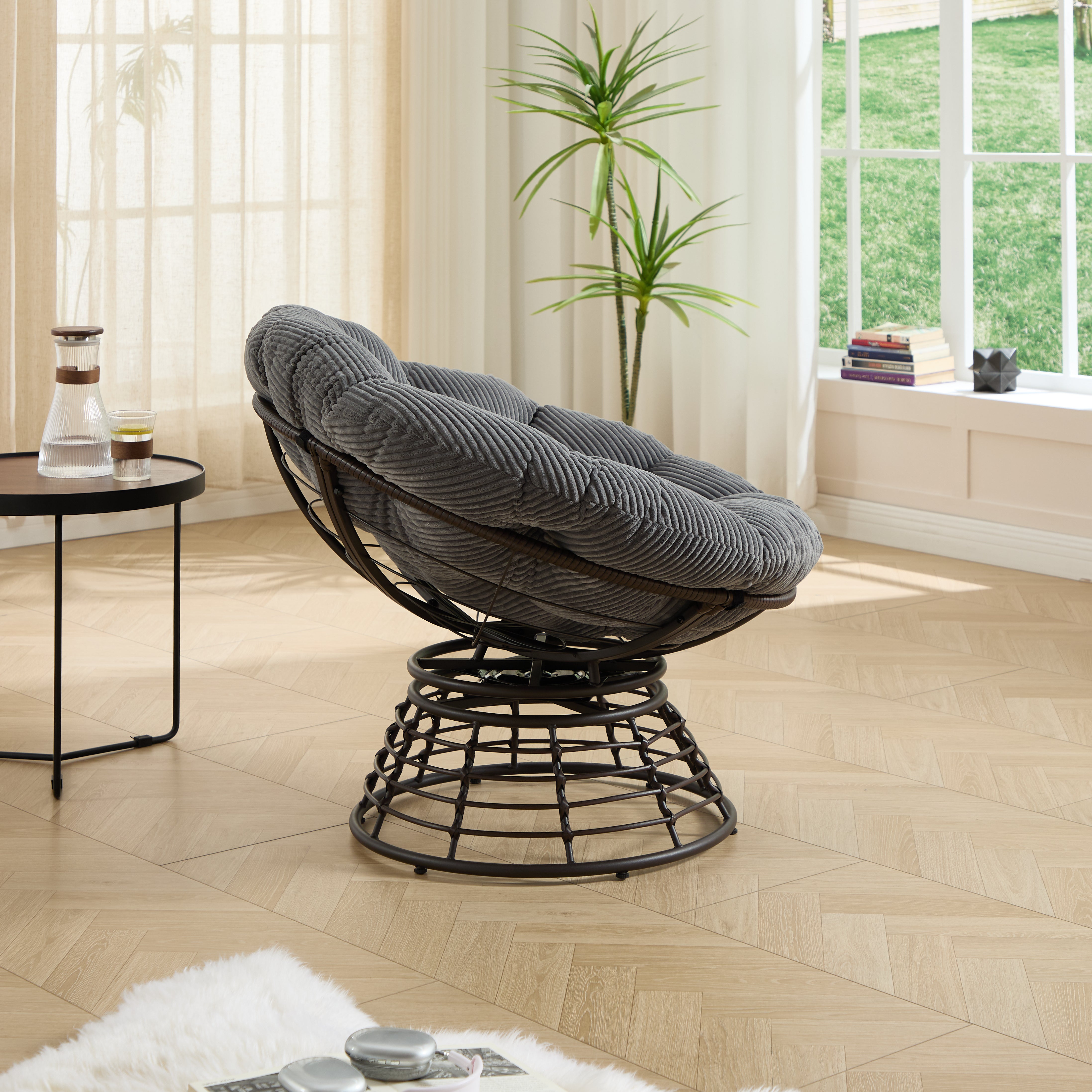 The Original Papasan™ 360° Swivel Indoor Outdoor Wicker Papasan Chair with Soft Thick Cushion