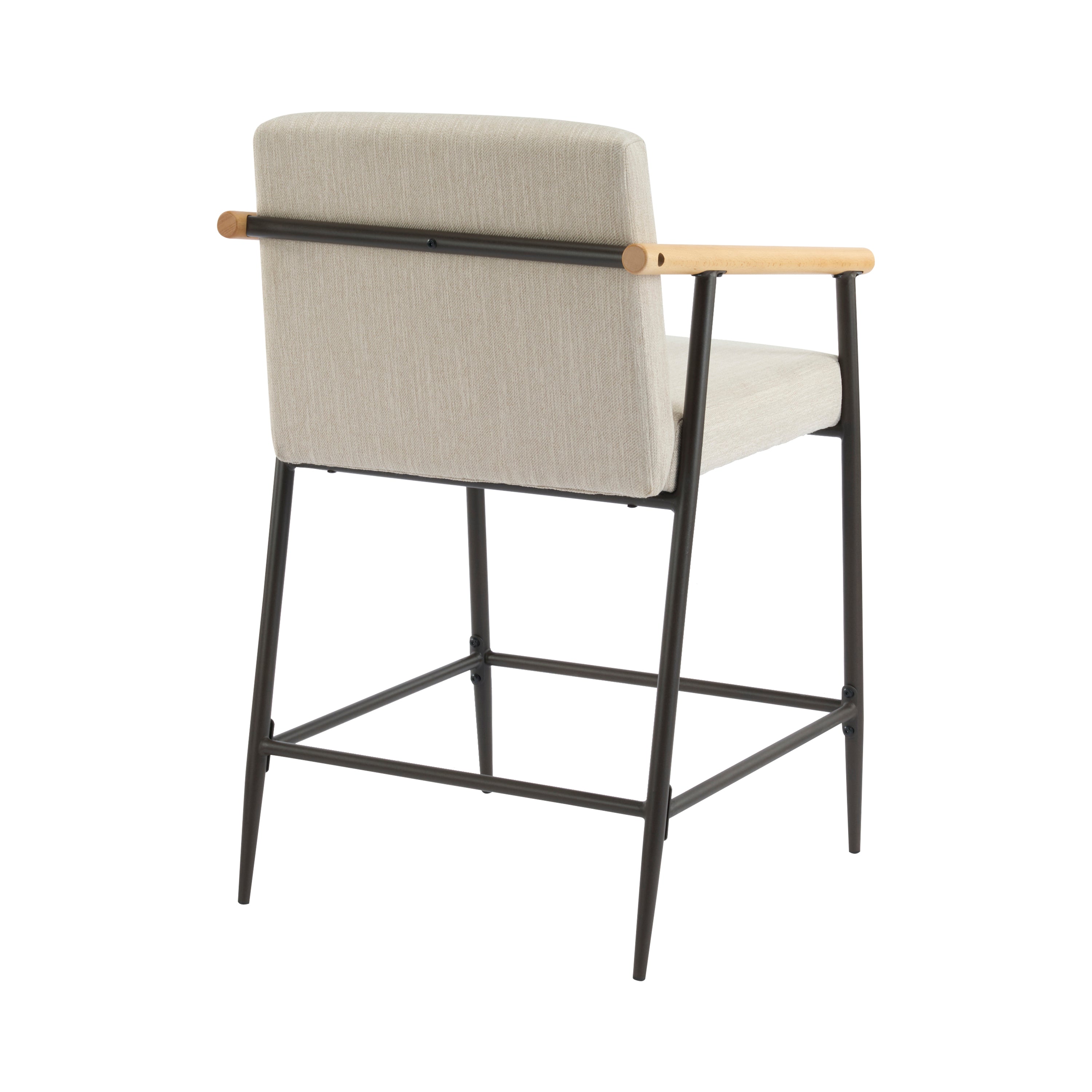 Kentwood Square Back Upholstered Counter Stool with Iron Frame, Set of 2