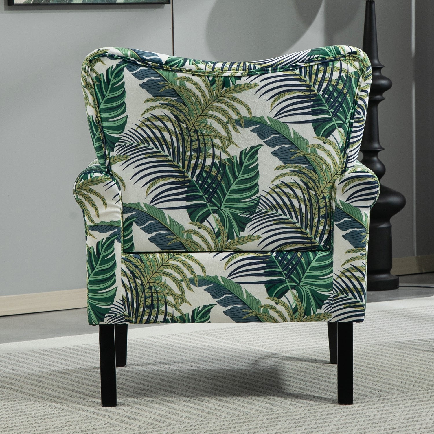 Palm Pattern  Wingback Accent Chair
