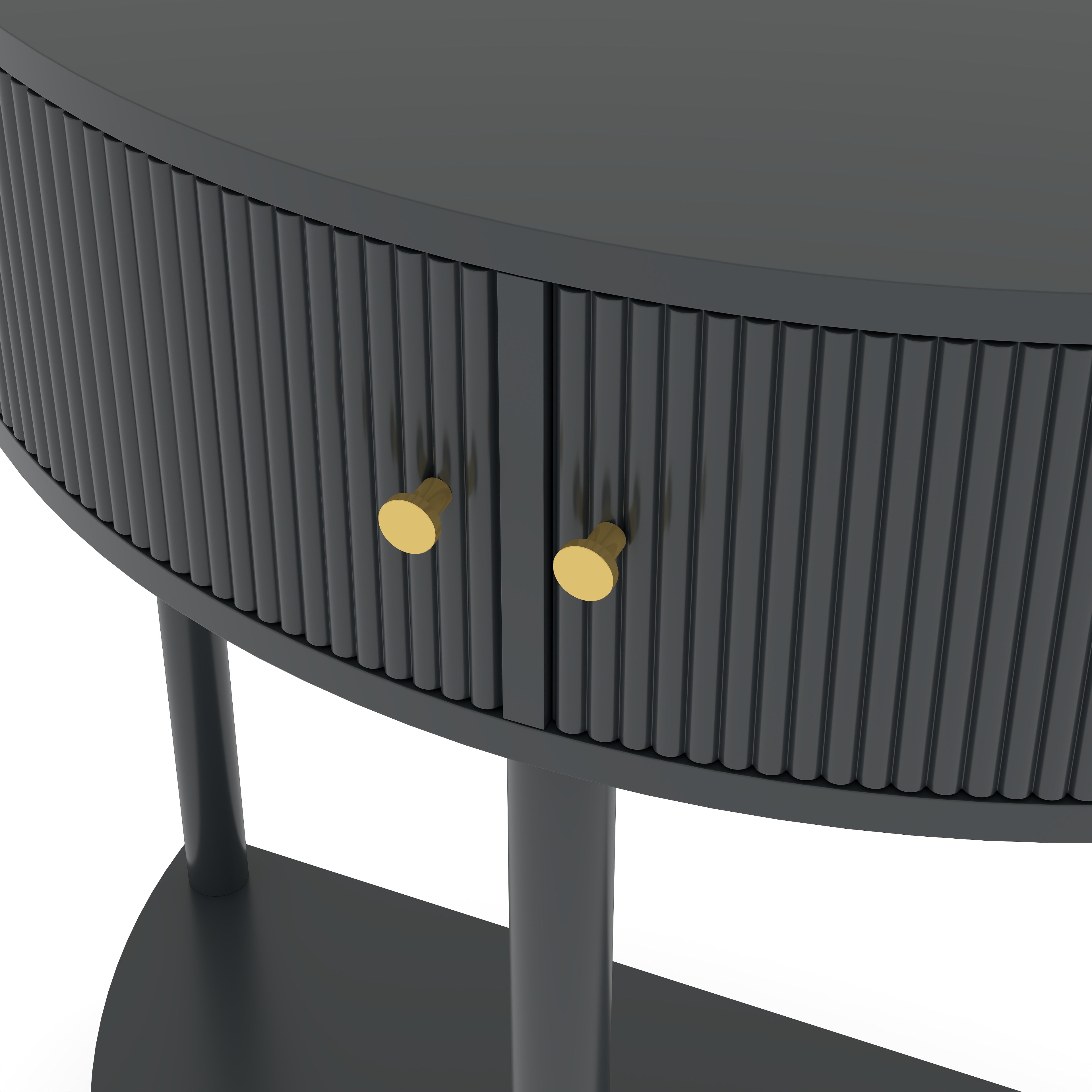 Artisan-Crafted Wave-Pattern Demi-Lune Console Table