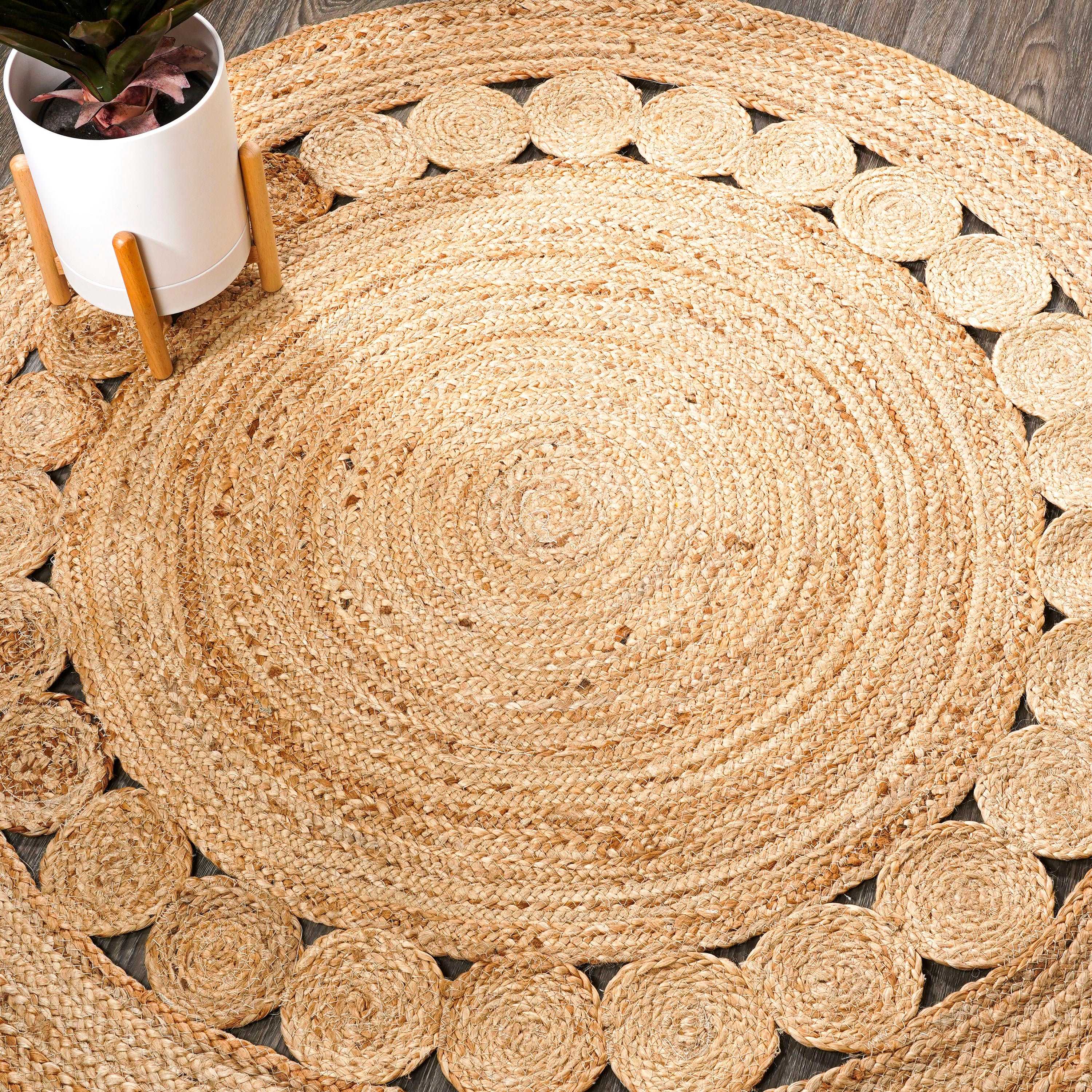 Dahlia Round Natural Jute Boho Circle Round Area Rug