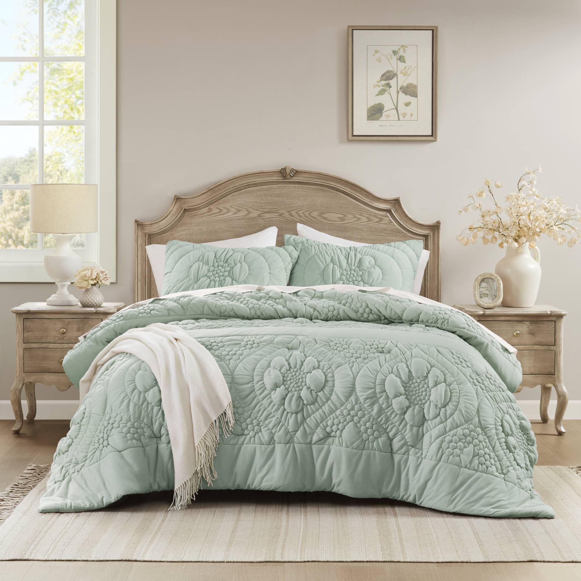 3-Piece Romantic Floral Comforter Set