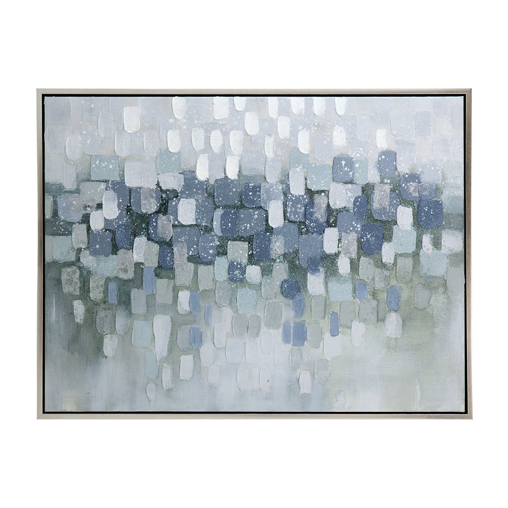 Landscape Gray and Silver Oil Painting in Frame