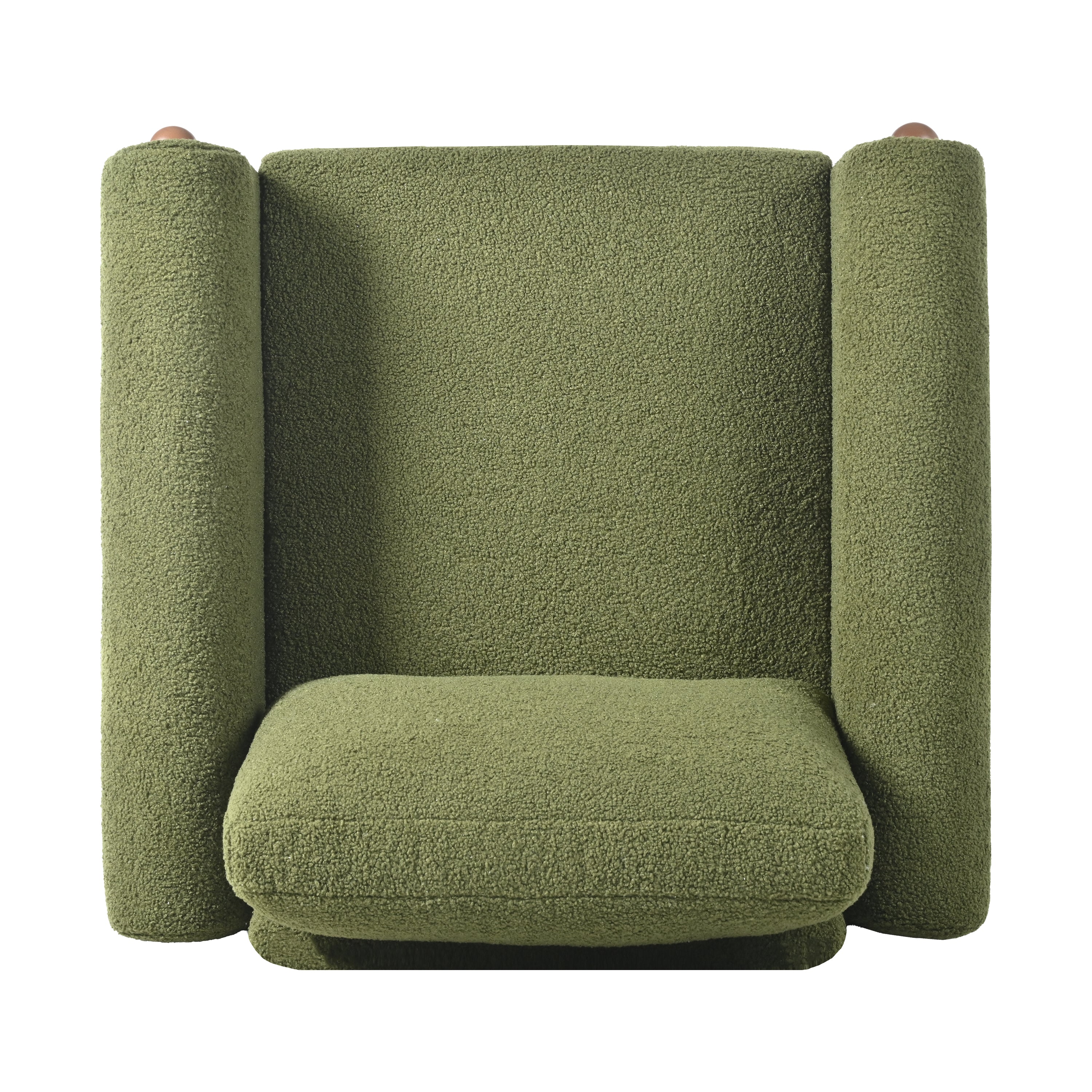 Upholstered Accent Chair with Walnut Legs and Curved Armrest