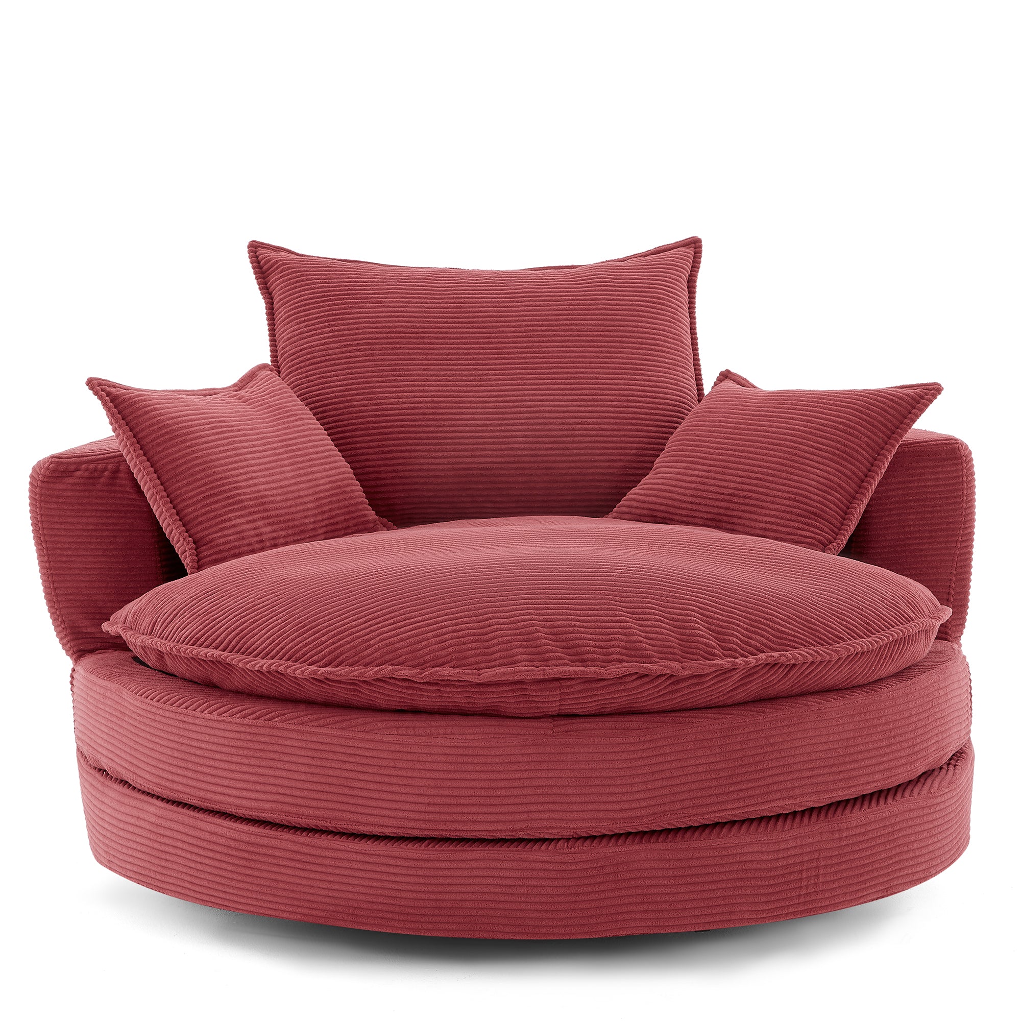 Corduroy 360° Swivel Accent Barrel Chair with 3 Removable Pillows