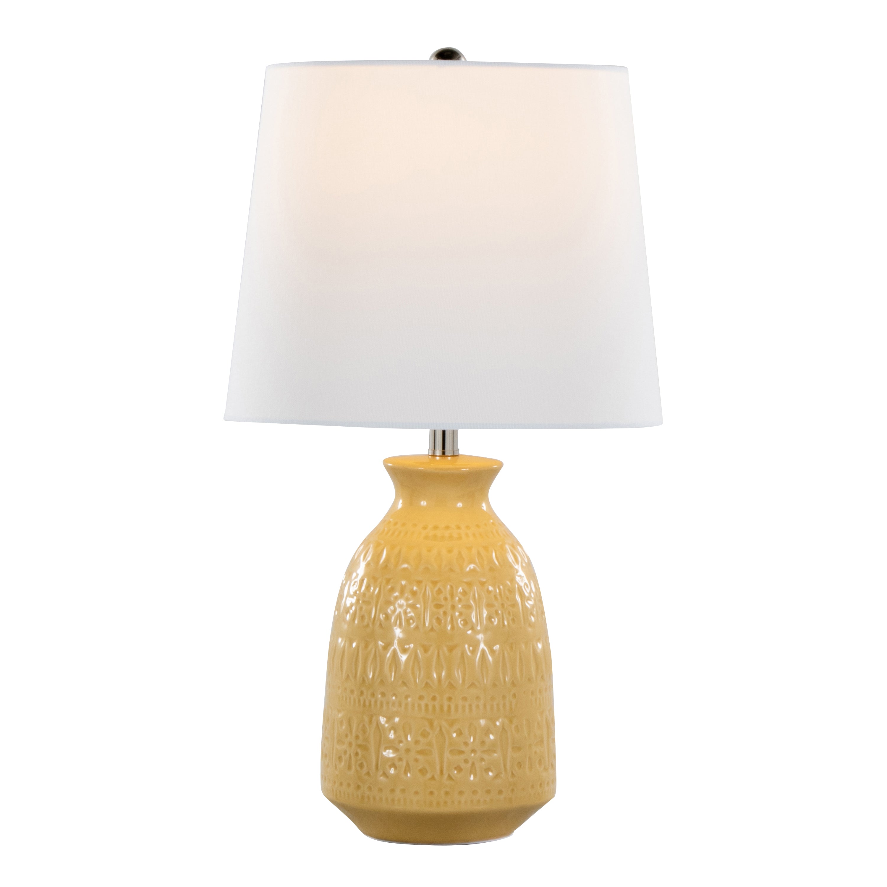 Balconee 20" Ceramic Table Lamp with Vase Shaped Base and Textured Pattern, Set of 2