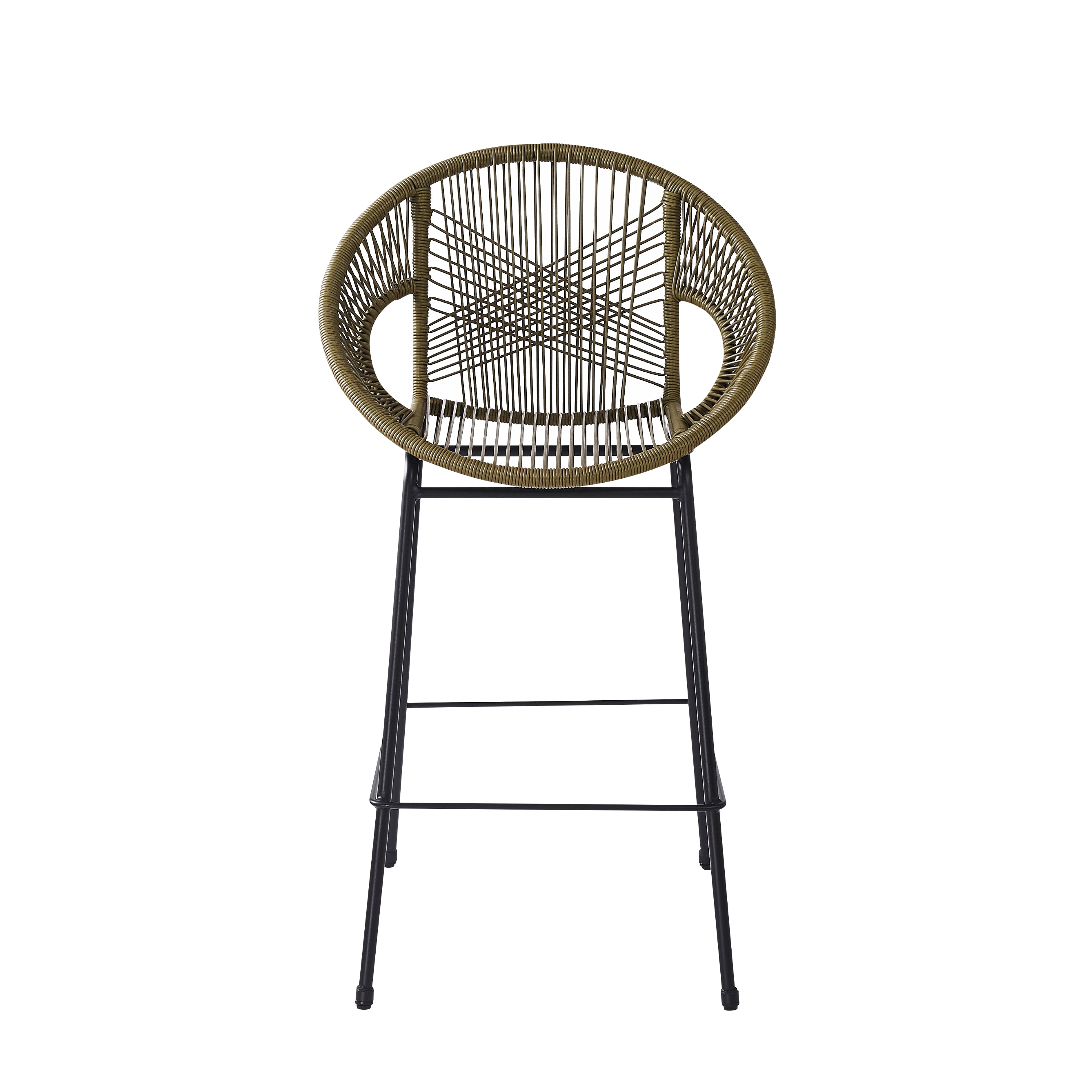 Entwined Outdoor Bar Stool with Ergonomic Design and Footrest, Set of 2