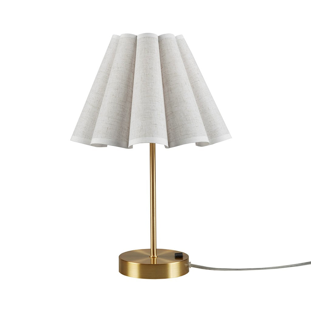 Table Lamp with Pleated Design and Metal Base