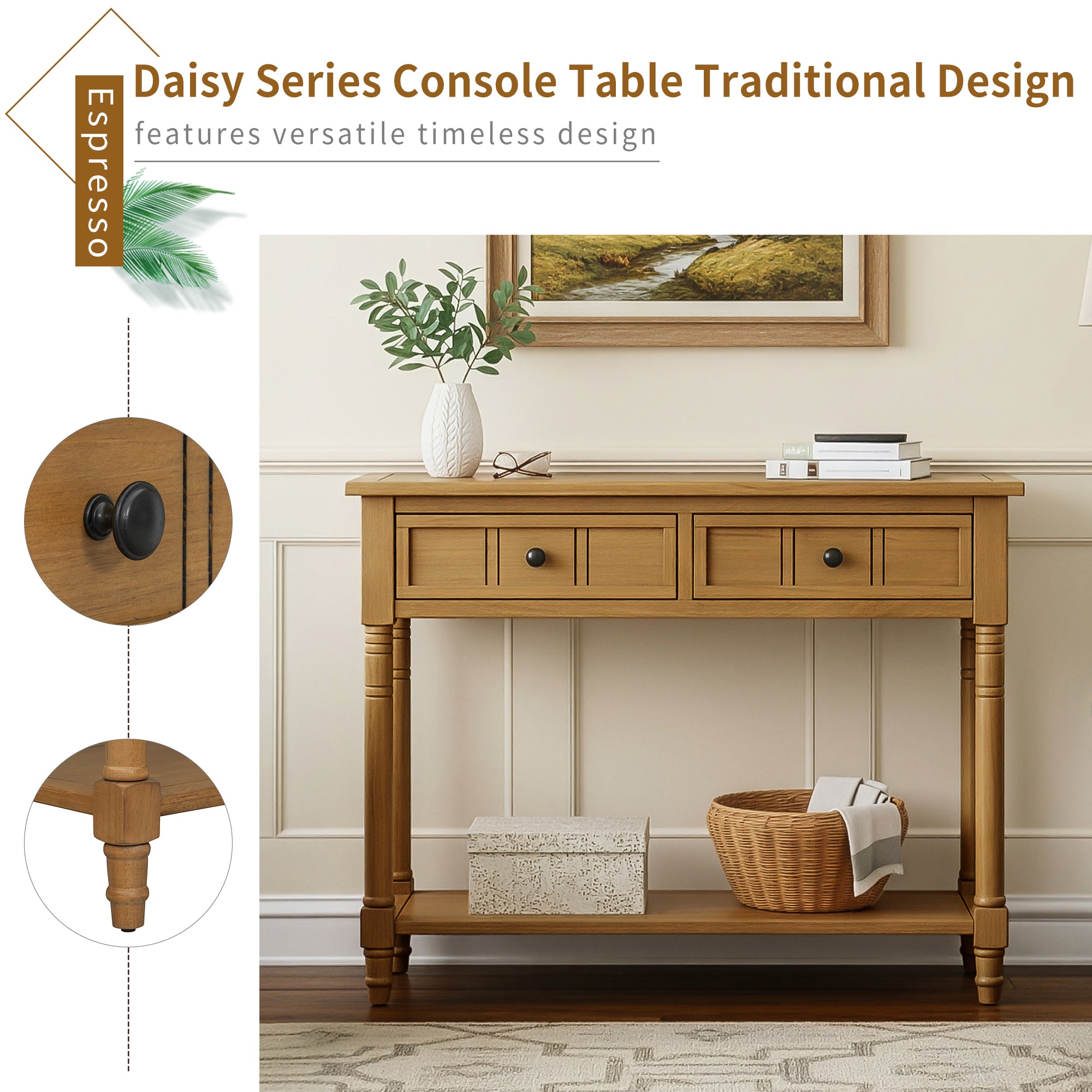 Daisy Traditional Console Table Design with Two Drawers