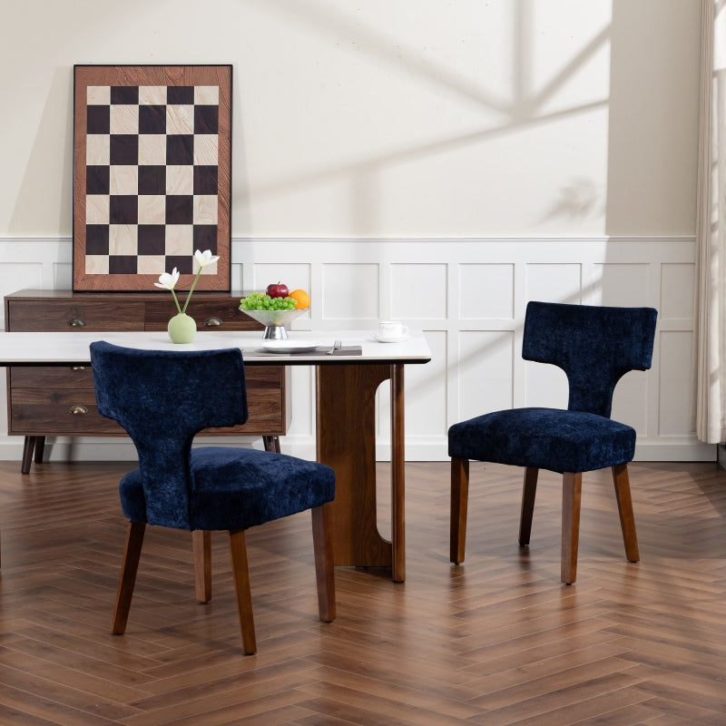 Upholstered T-Back Dining Chairs, Set of 2