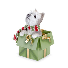 Whimsical Terrier Dog in Present Figurine (Set of 2)