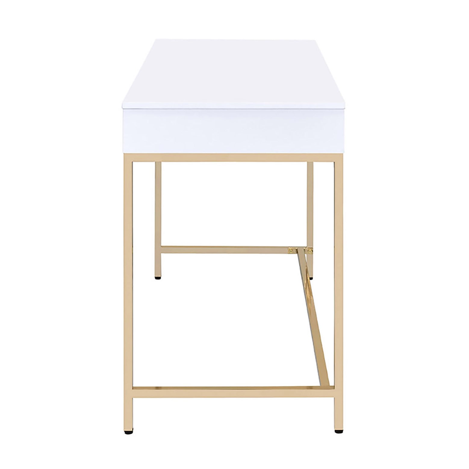 High Gloss and Gold 2-Drawer Writing Desk
