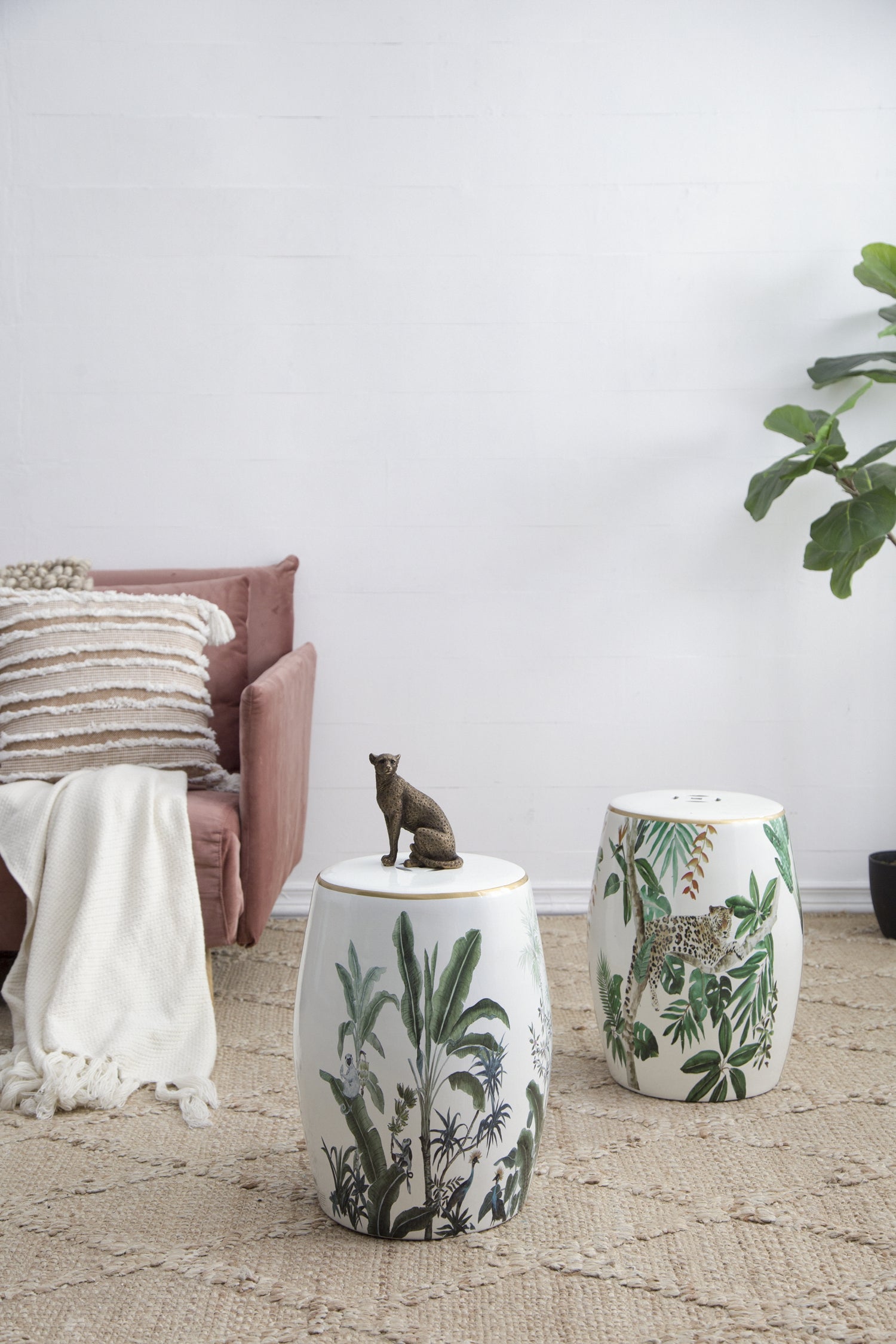 Jungle Ceramic Accent Garden Stool