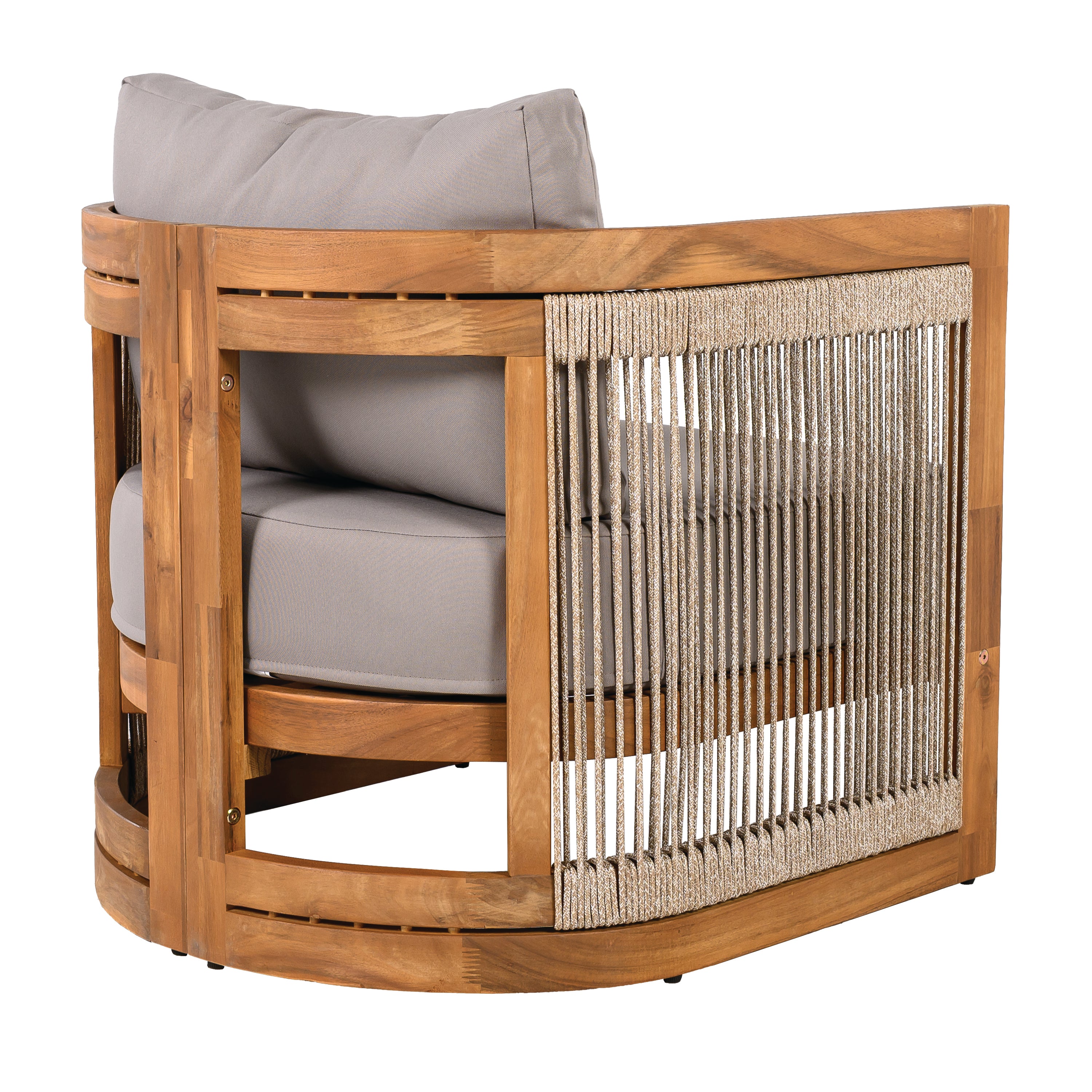 Sundara Acacia Wood Outdoor Club Chair with Handwoven Rope Accents