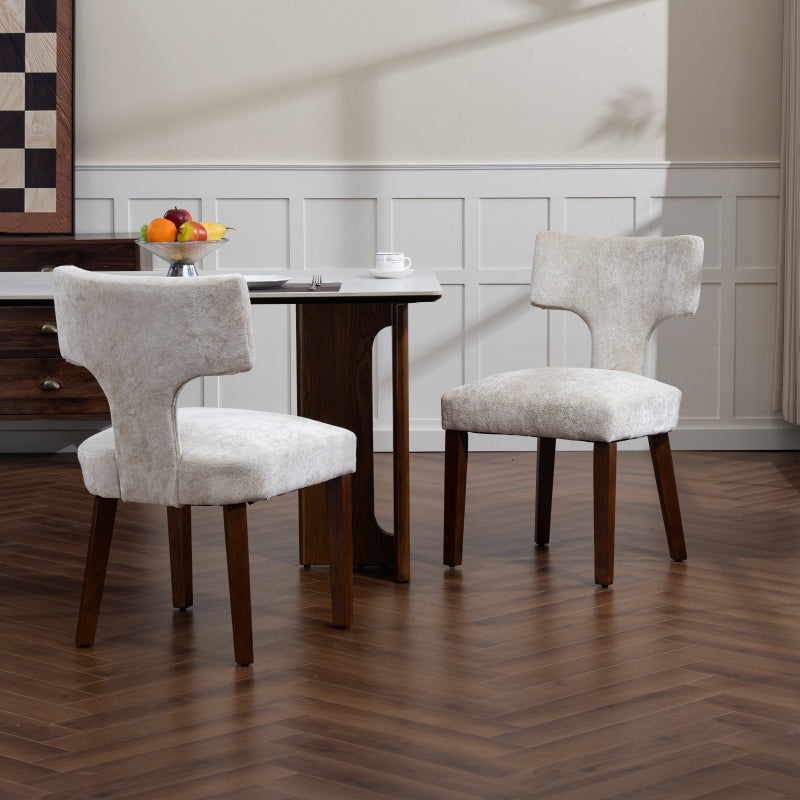 Upholstered T-Back Dining Chairs, Set of 2
