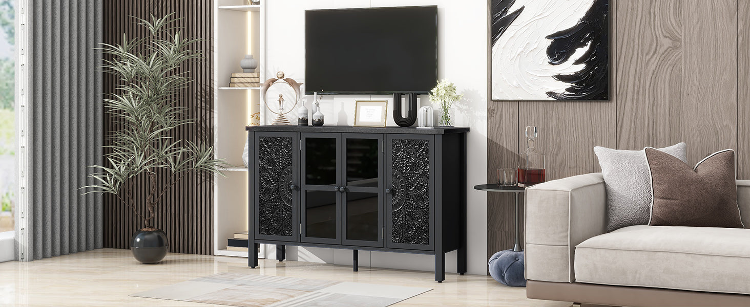 Carved Wood TV Stand