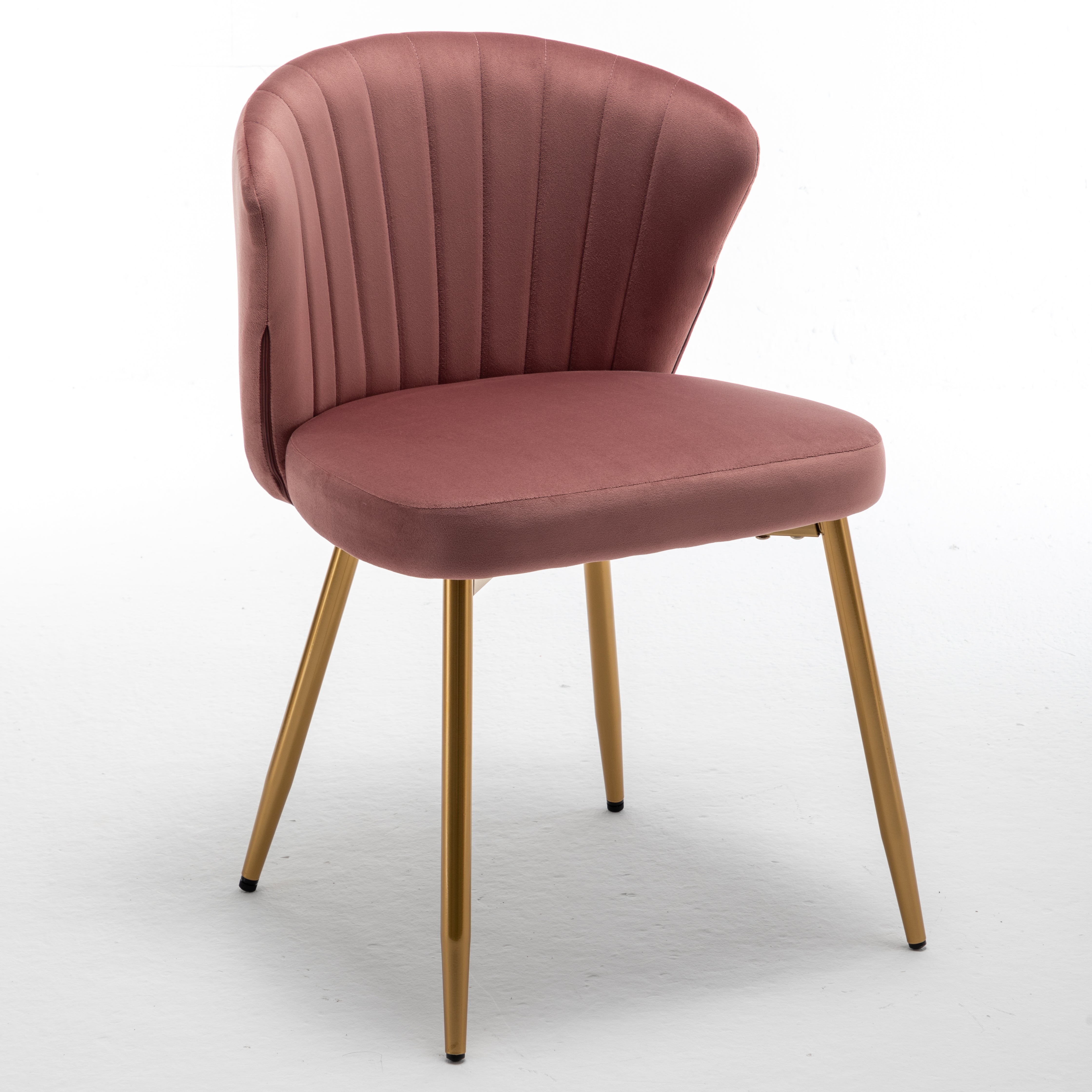 Modern Channel Velvet Armless Accent Chair with Gold Metal Legs