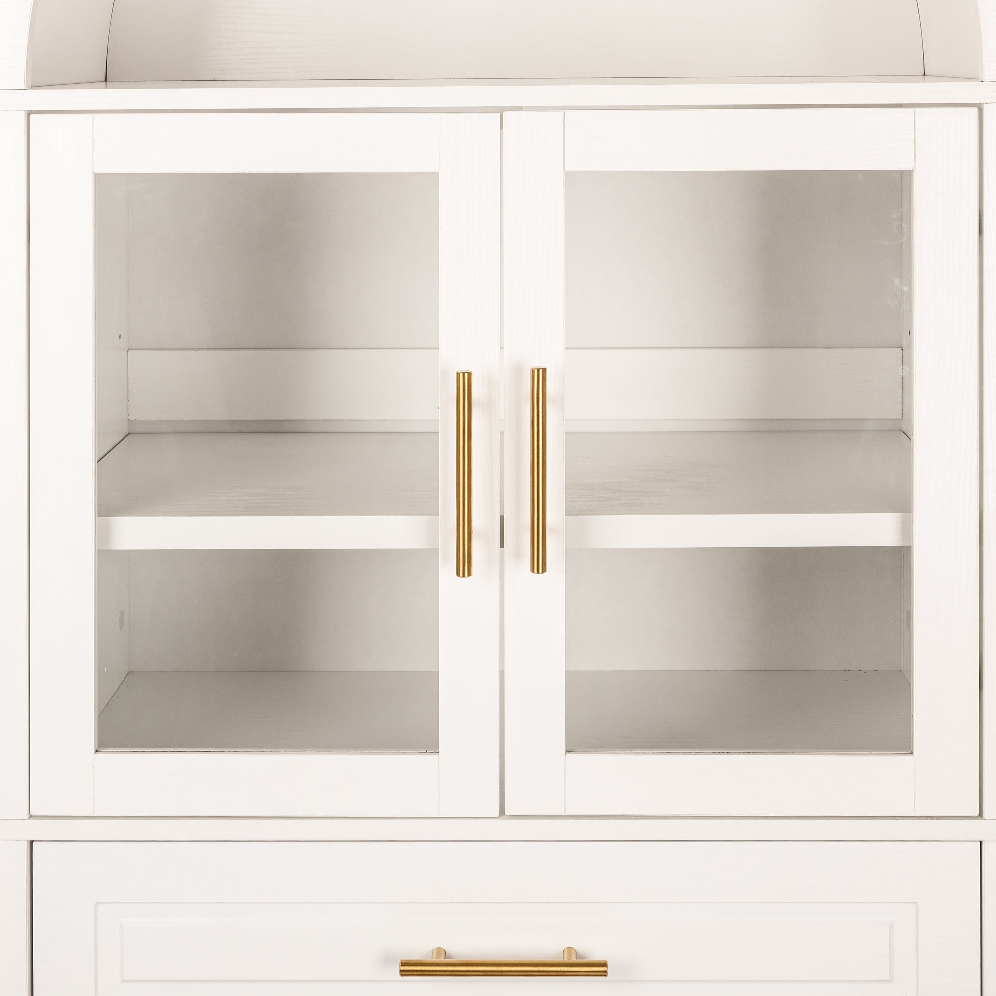 Farmhouse Arched Strage Cabinet with Glass Doors