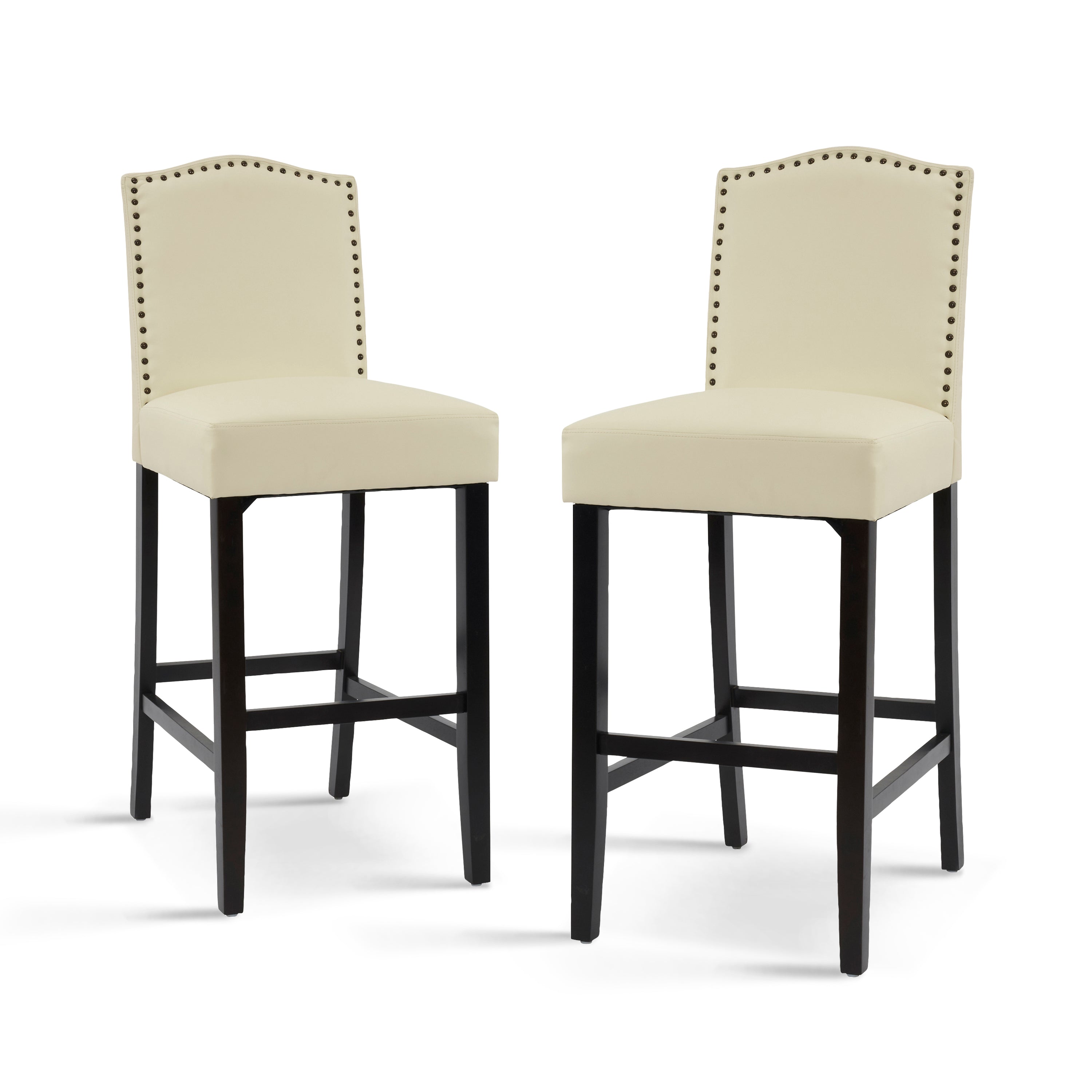 Upholstered Counter Stools with Rubberwood Legs
