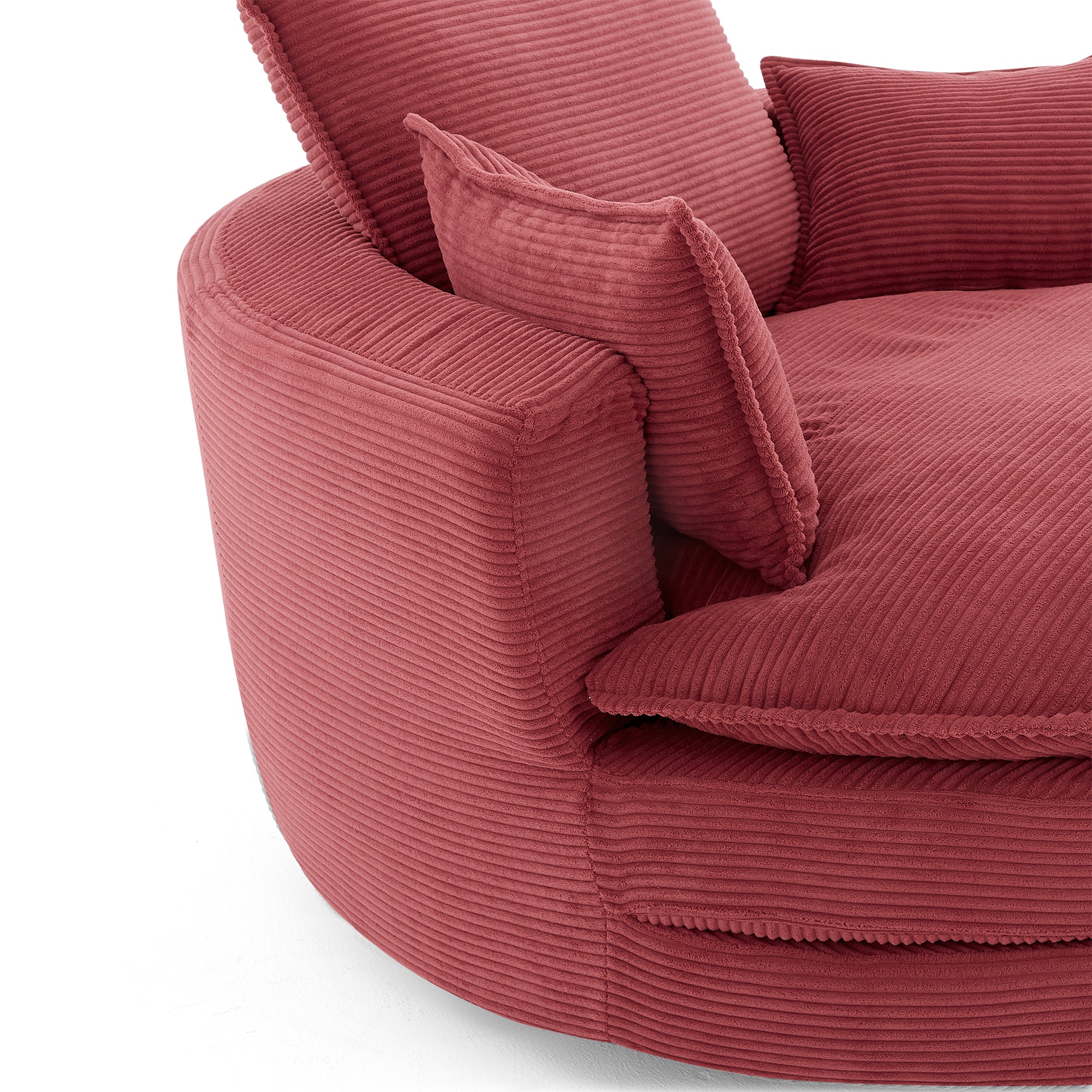 Corduroy 360° Swivel Accent Barrel Chair with 3 Removable Pillows
