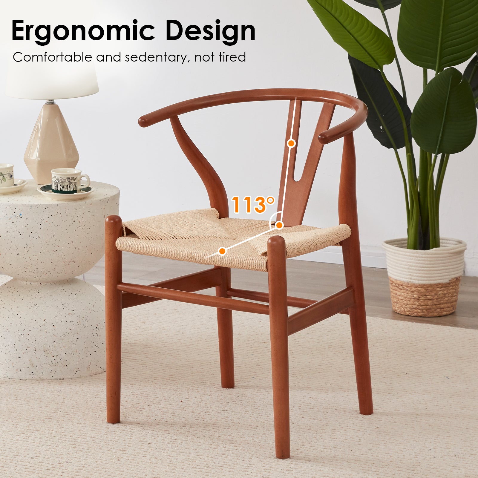 Wishbone Dining Chairs with Woven Seat, Set of 2