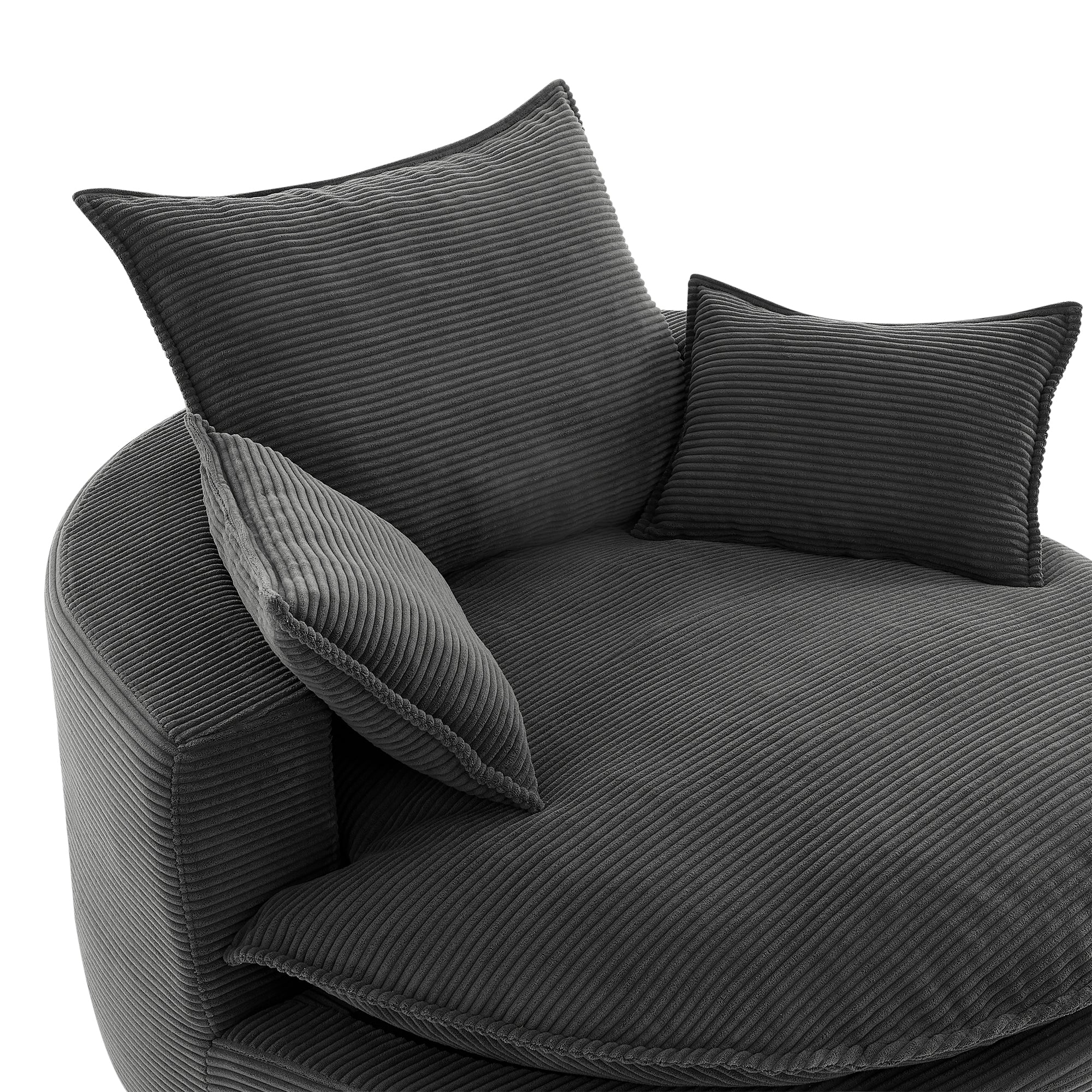 Corduroy 360° Swivel Accent Barrel Chair with 3 Removable Pillows