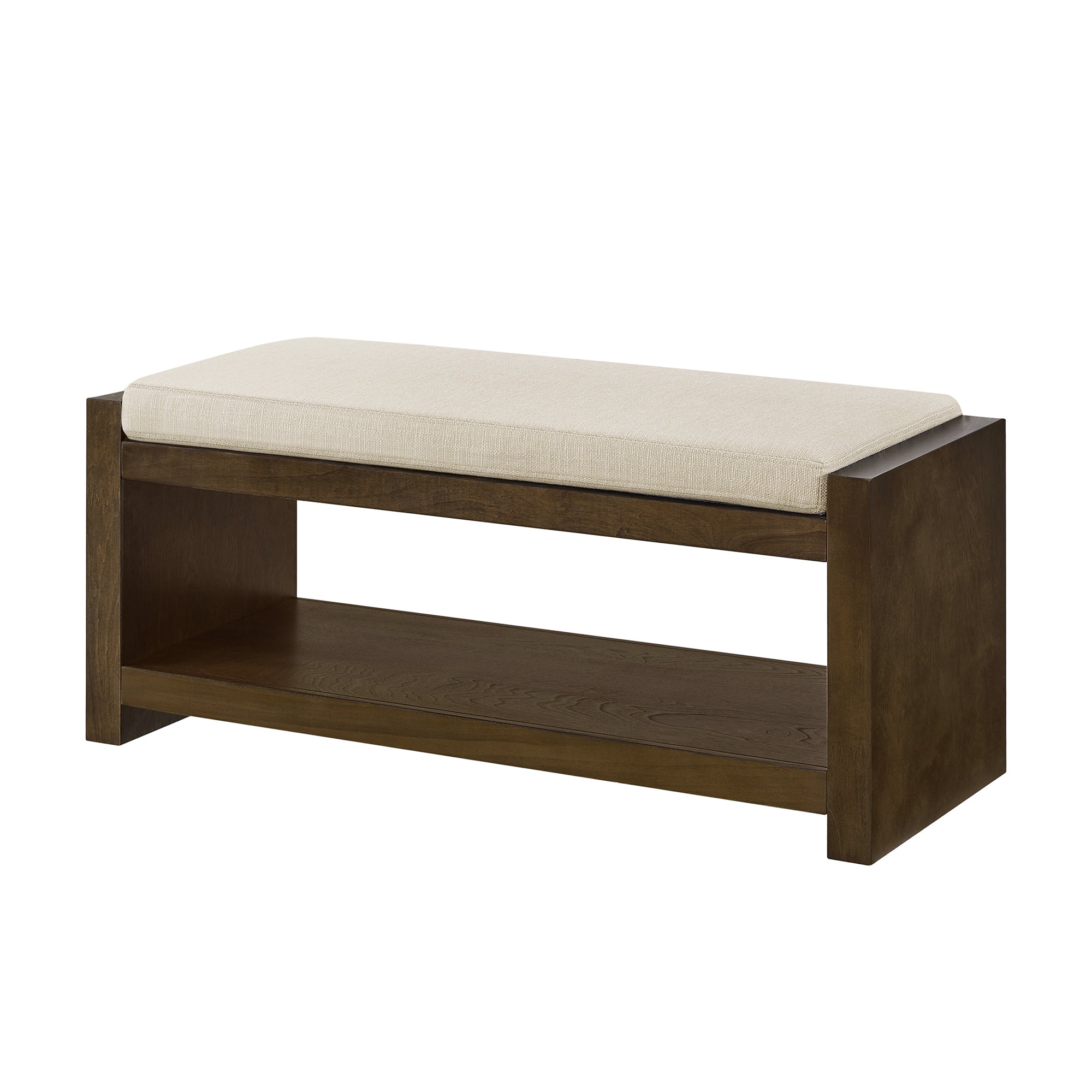 Accent Bench with Lower Shelf Shoe Rack and Padded Seating