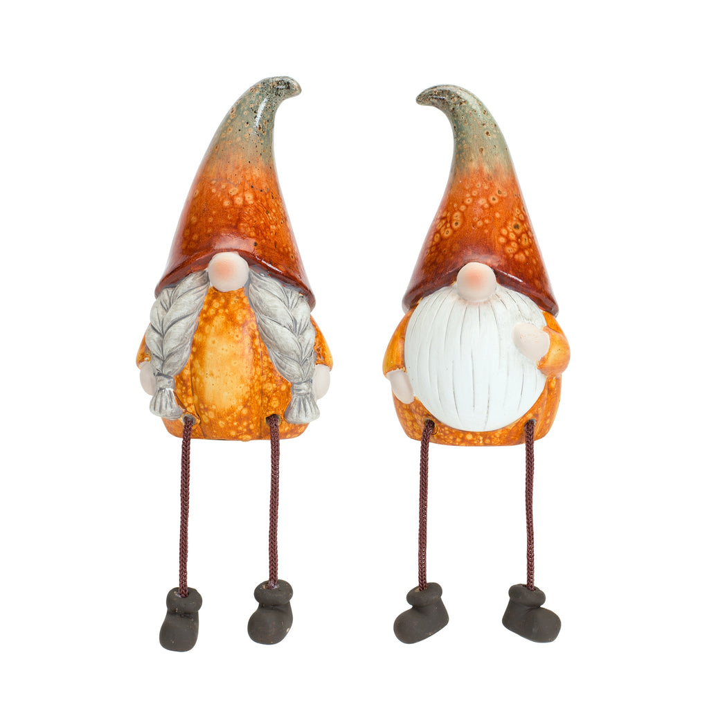 Terra-Cotta-Pumpkin-Gnome-with-Dangle-Legs-(set-of-2)-Orange-Faux-Florals