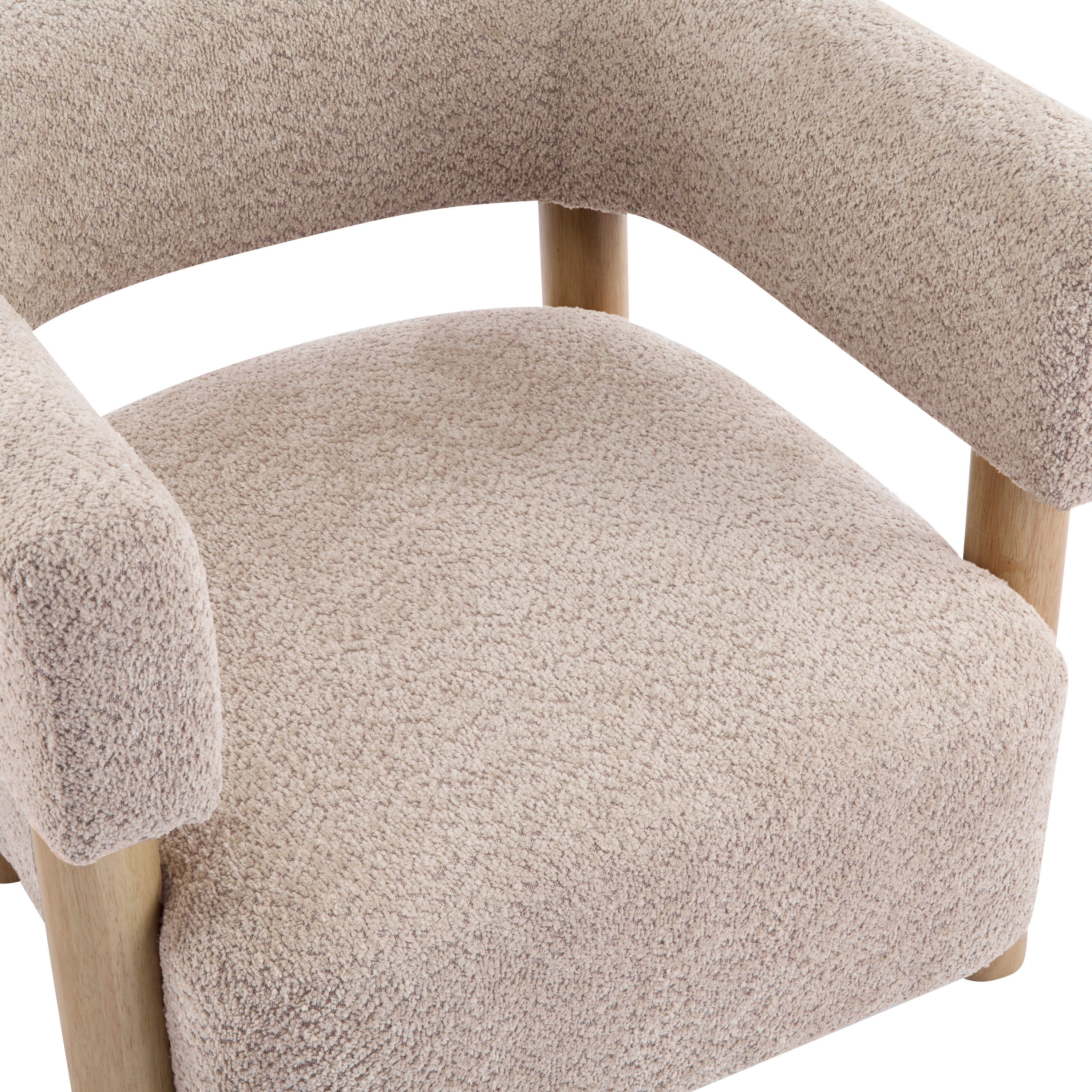 Boucle Upholstered Accent Arm Chair with Modern Wooden Frame
