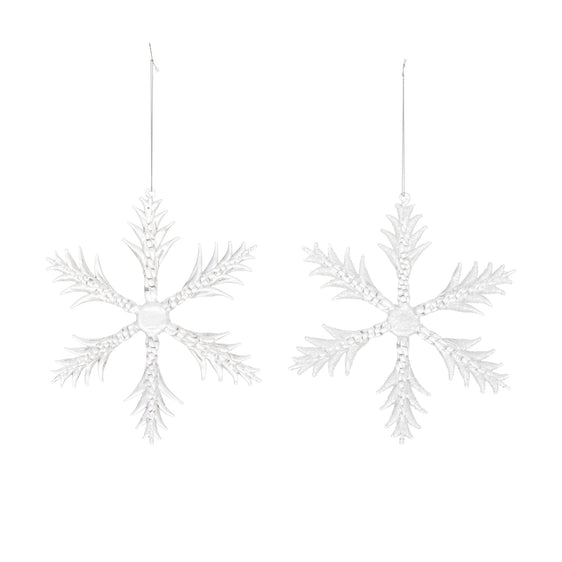 Clear Glass Mini Snowflake Tree Ornament, Set of 6