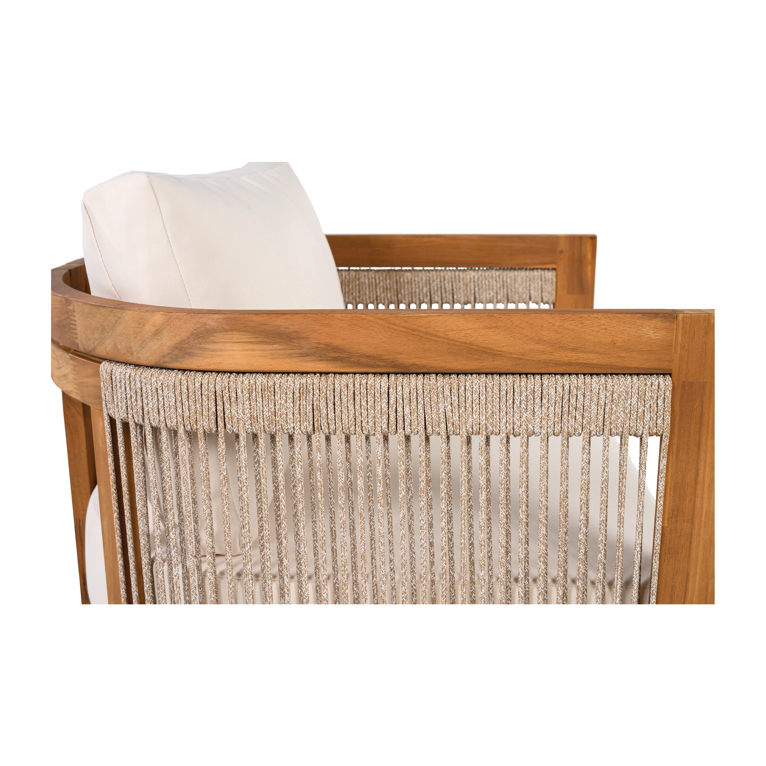 Sundara Acacia Wood Outdoor Club Chair with Handwoven Rope Accents