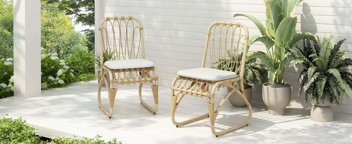 Outdoor Faux Rattan Dining Chairs, Set of 2