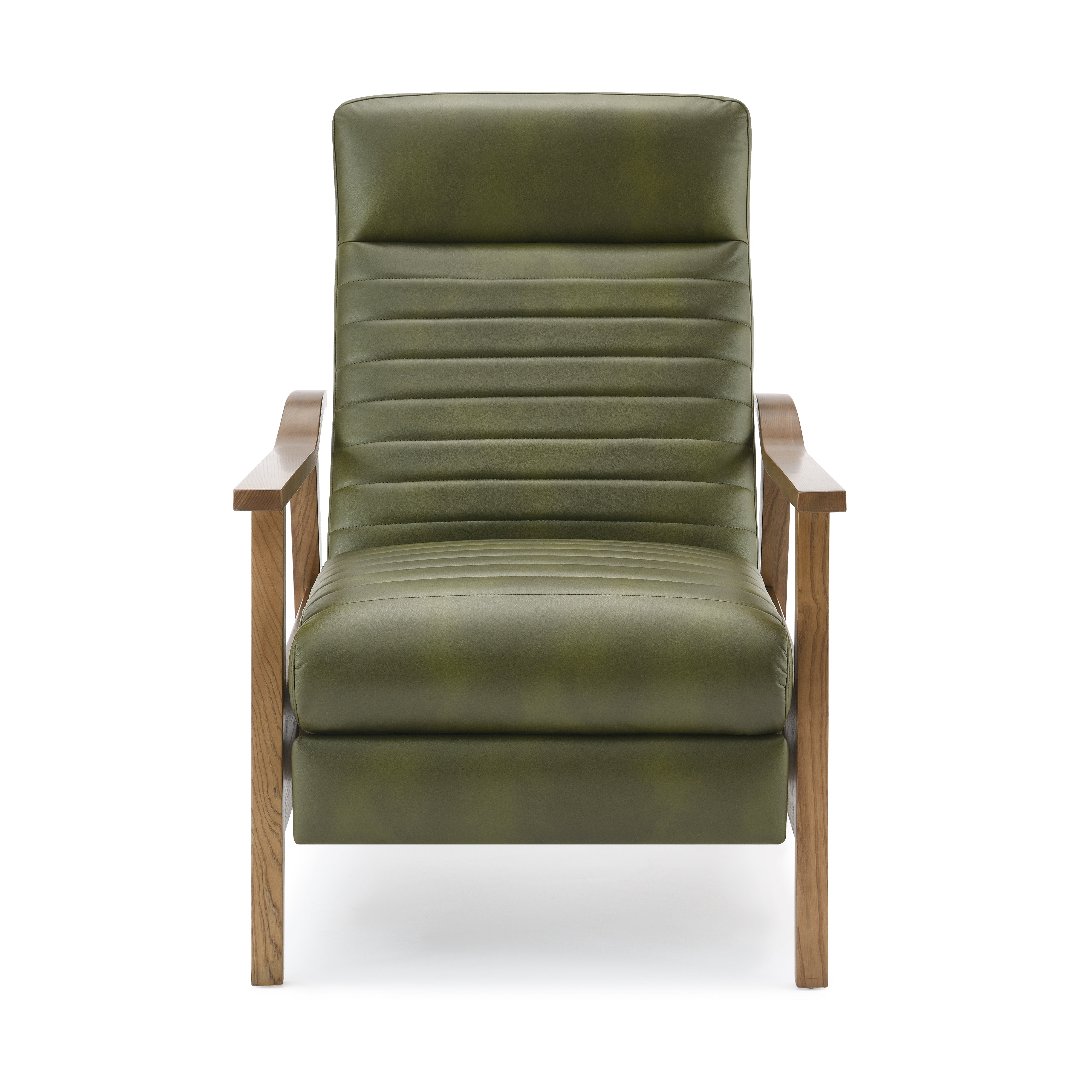 Asher Faux Leather Push Back Recliner with Wooden Arms