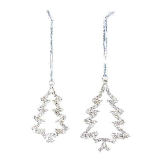 Silver Jeweled Tree Snowflake Ornament, Set of 12