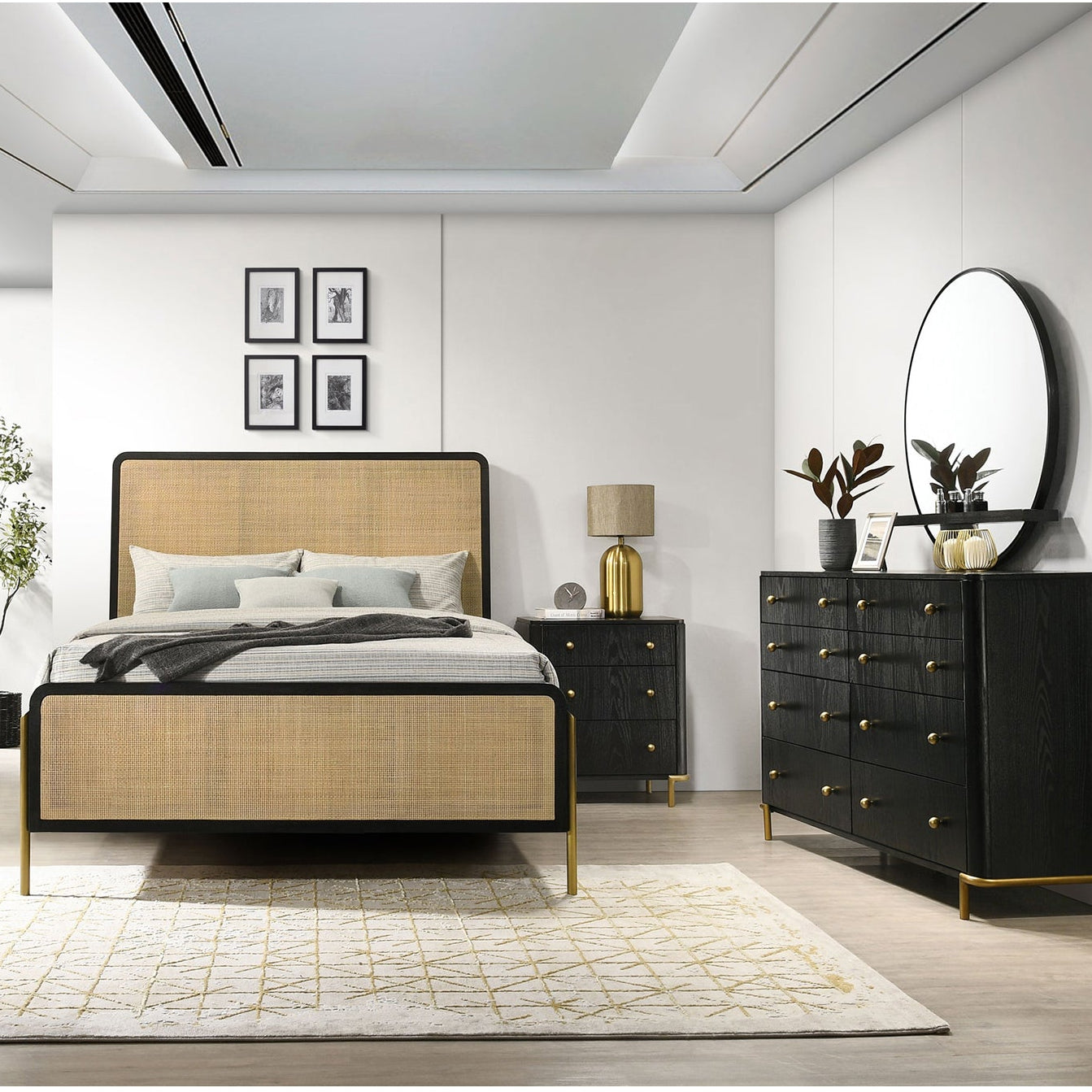 Anser Black and Natural 5-piece Bedroom Set