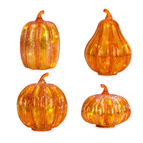 Led-Lighted-Mercury-Glass-Pumpkin-Décor-(set-of-4)-Orange-Fall-Decor