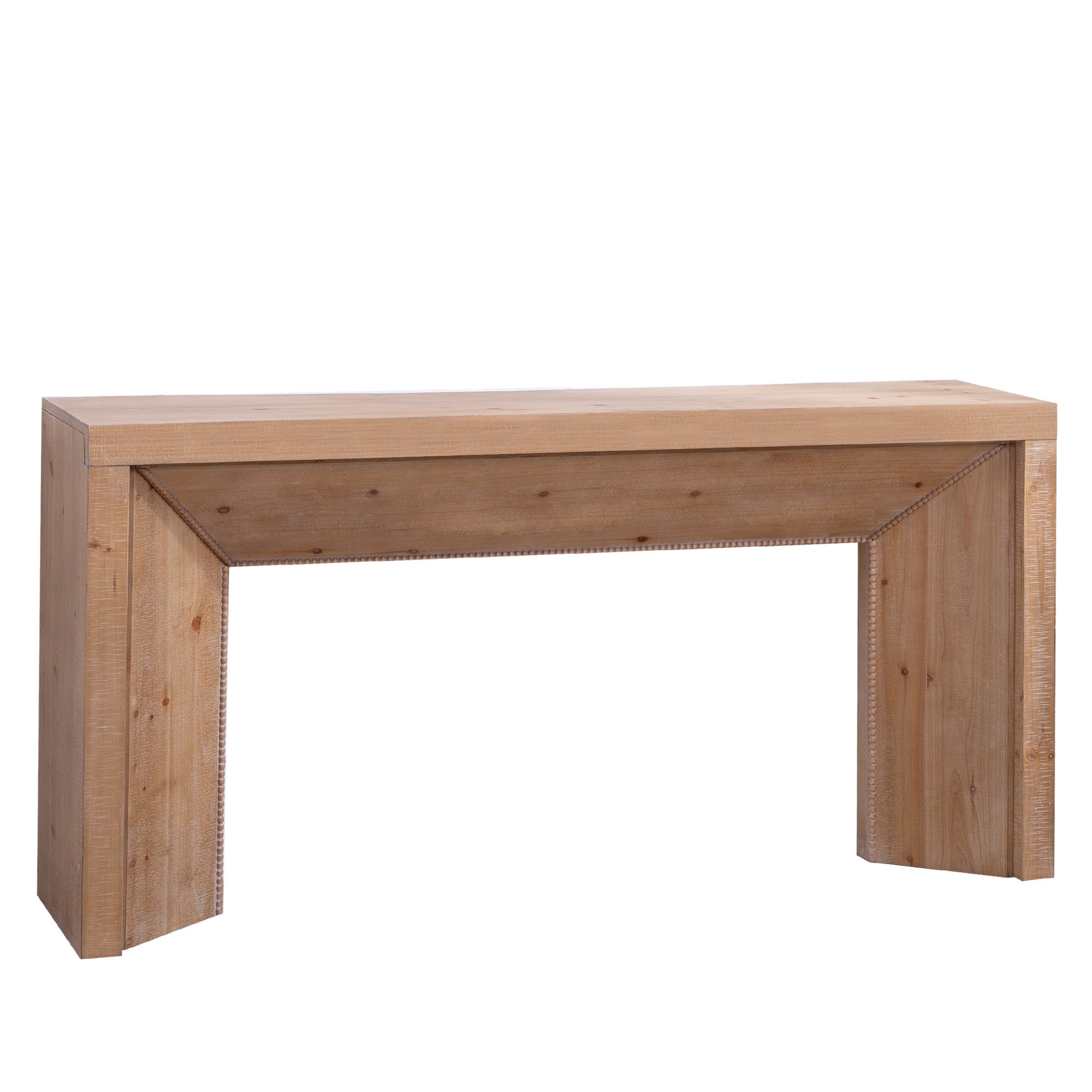 Minimalist Waterfall Console Table with Beaded Accent Trim