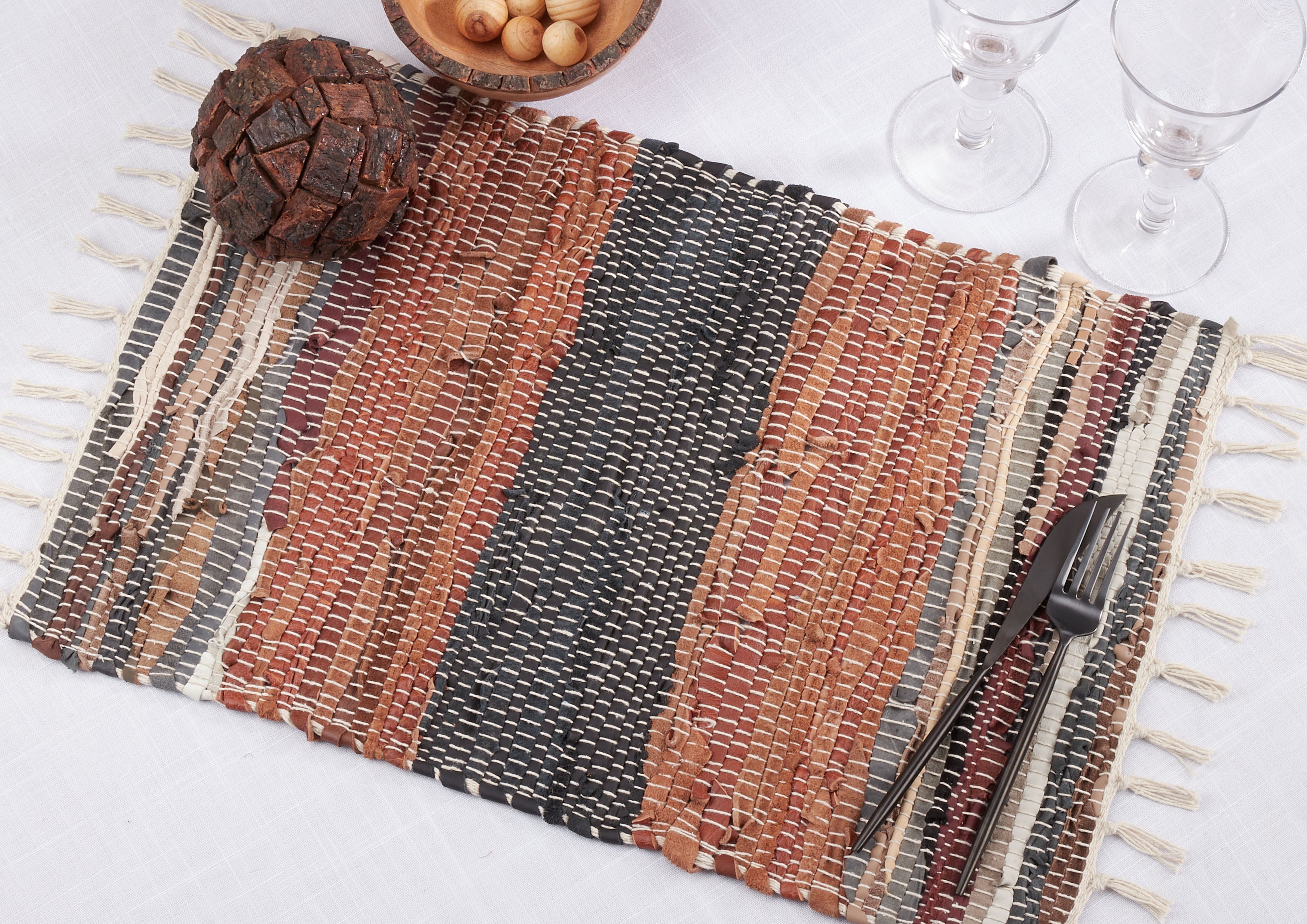 Striped Chindi Multicolor Placemats, Set of 4