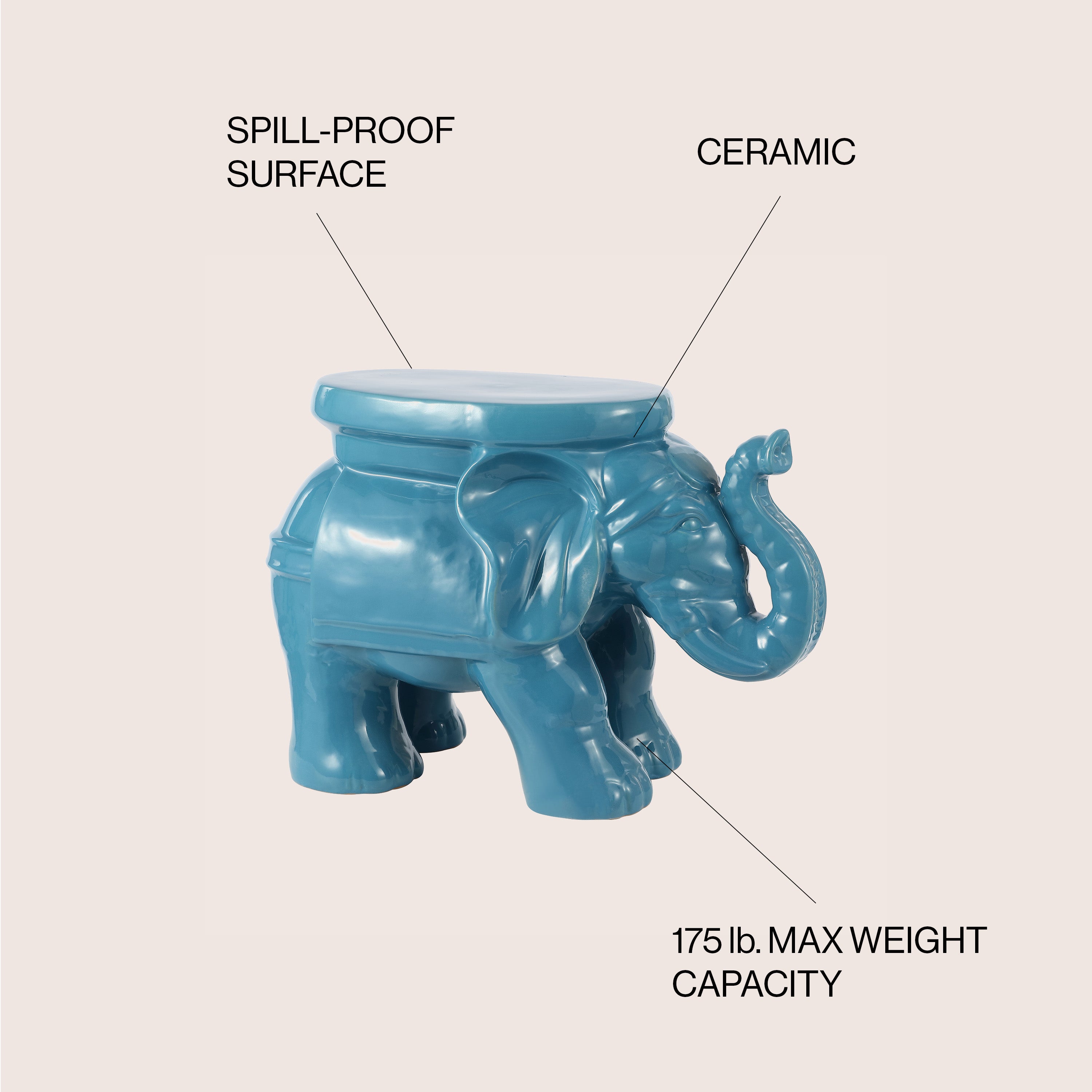 Elephant Ceramic Garden Stool