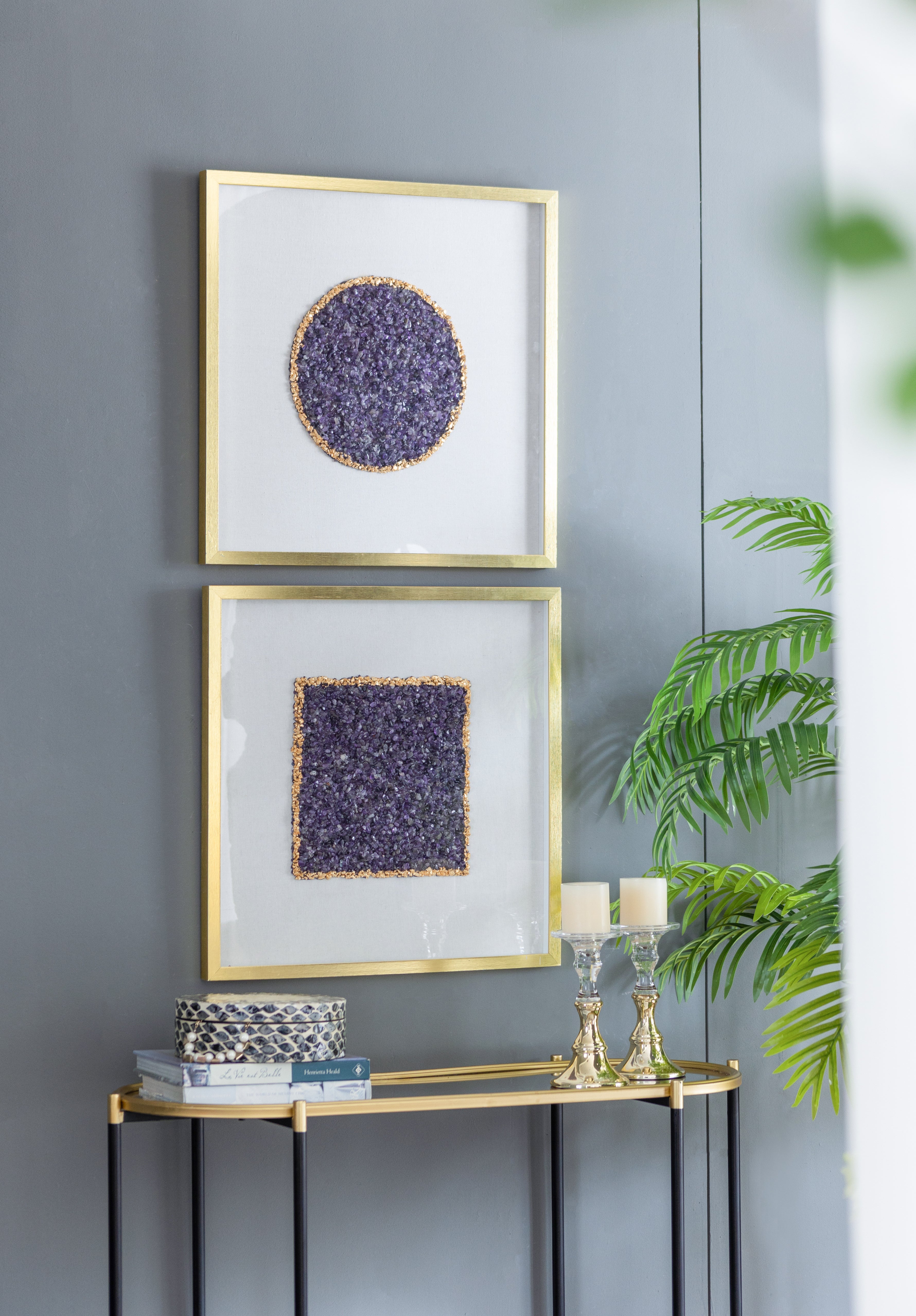Lillian Purple Crystal Shadow Boxes Wall Décor
